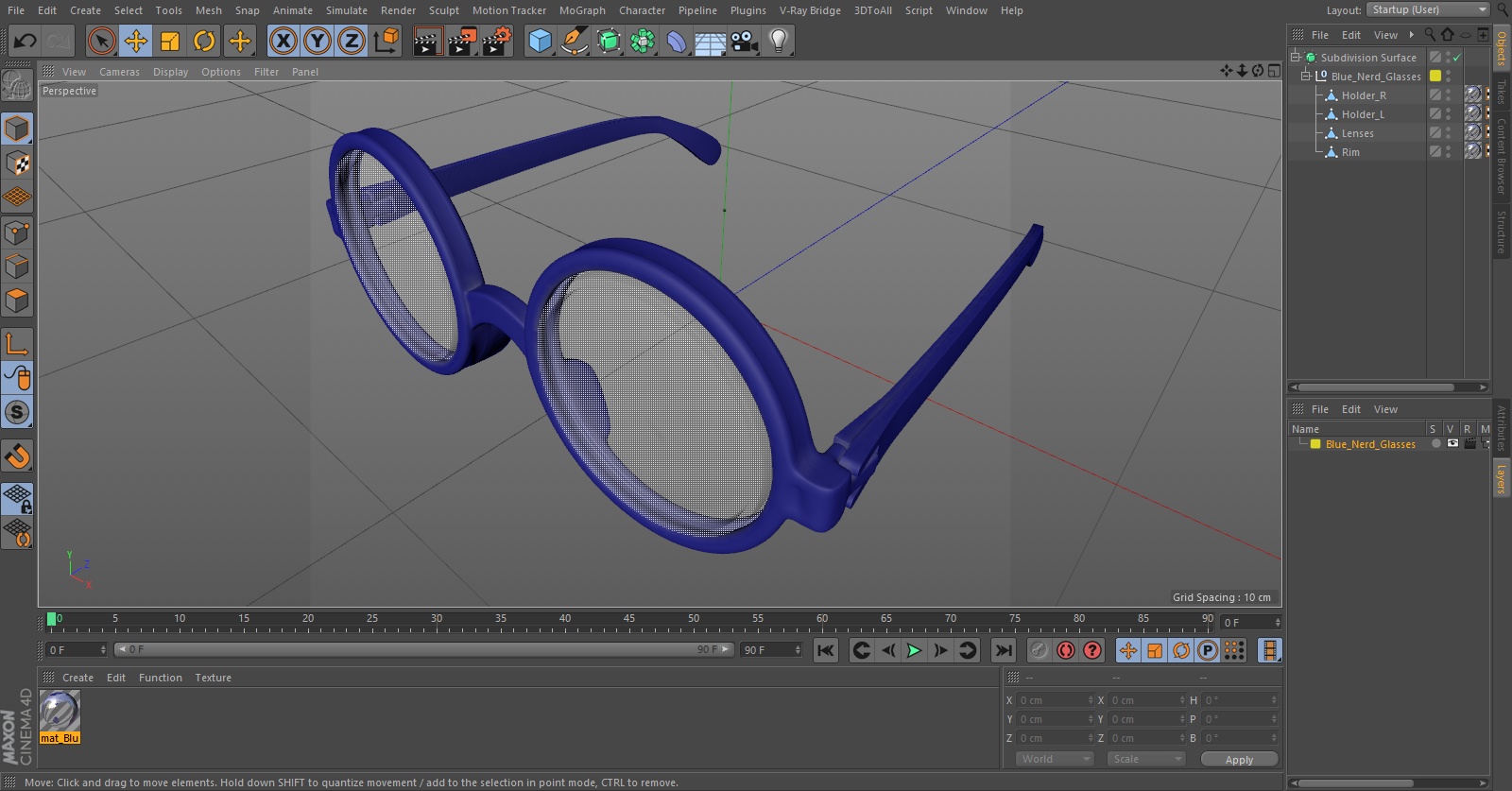 Blue Nerd Glasses 3D