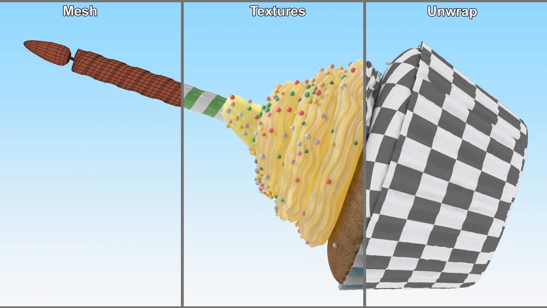 Birthday Cupcake and Candle 3D