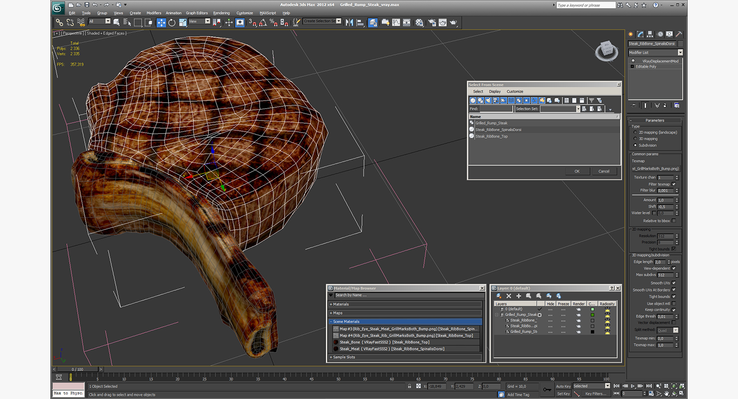 3D Grilled Rump Steak model