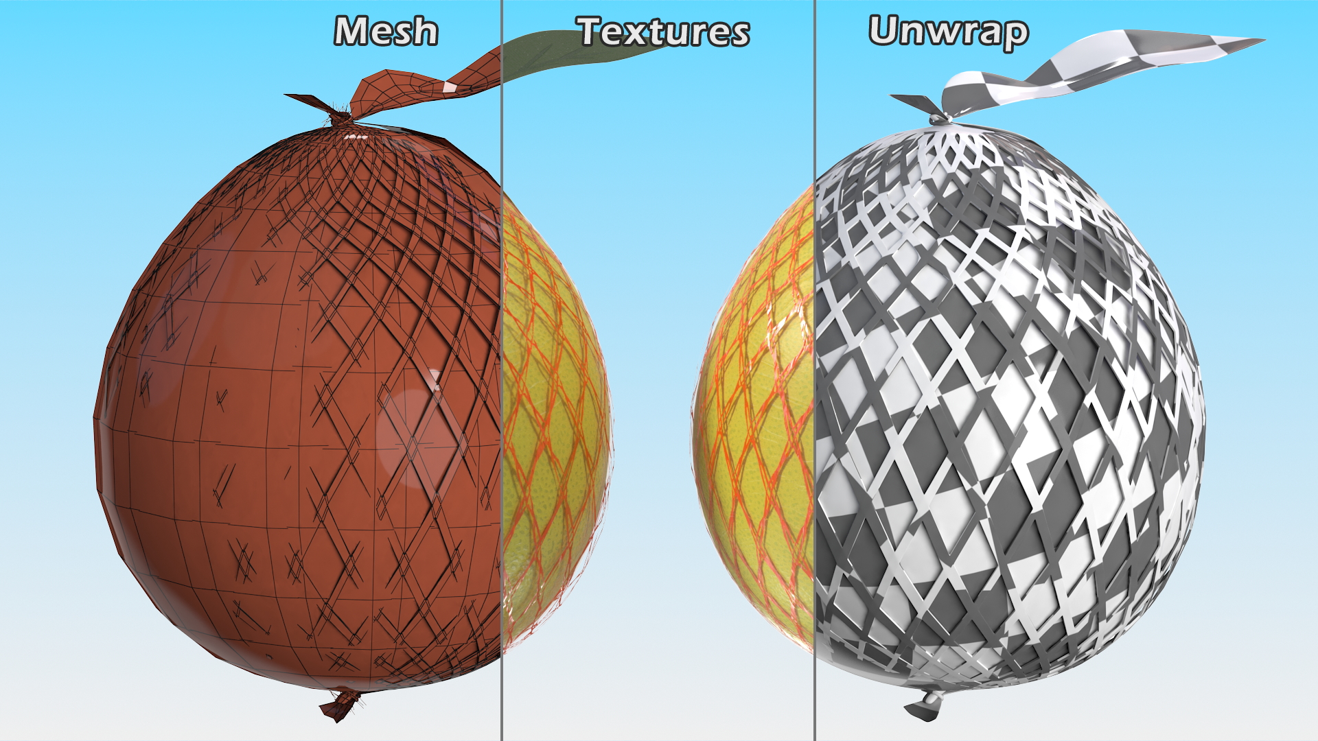 3D Package of Yellow Pomelo Fur model