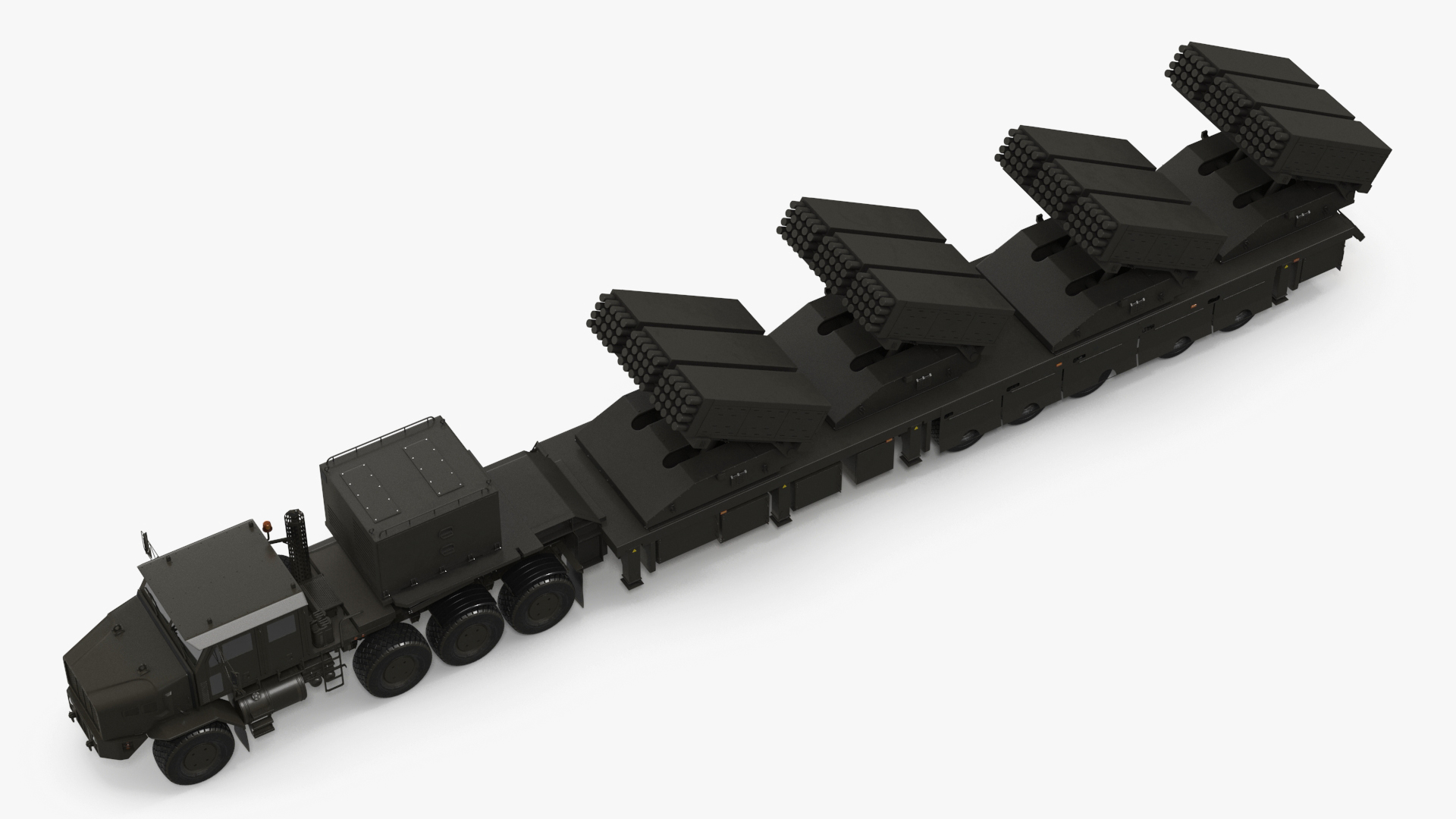 Oshkosh Transporter with Jobaria Rocket Launch System Green 3D model