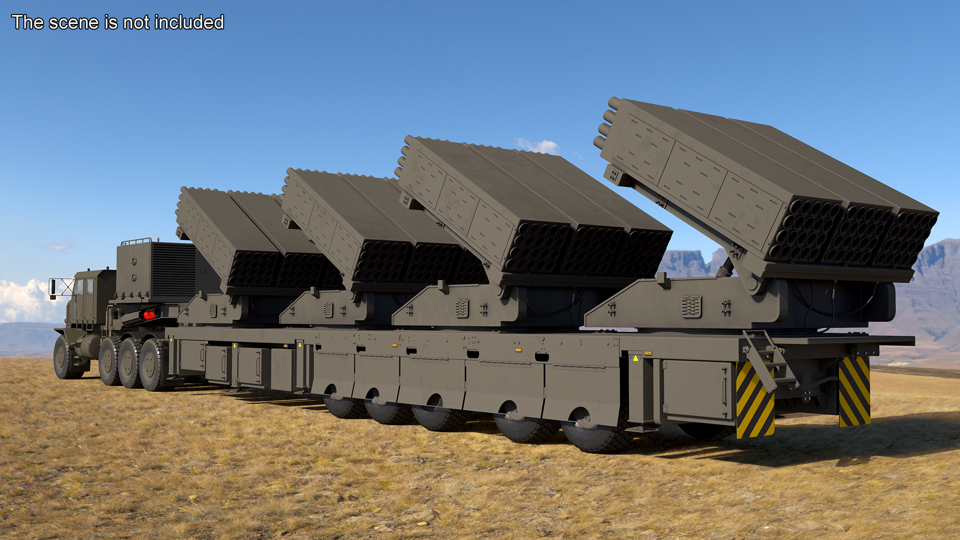 Oshkosh Transporter with Jobaria Rocket Launch System Green 3D model