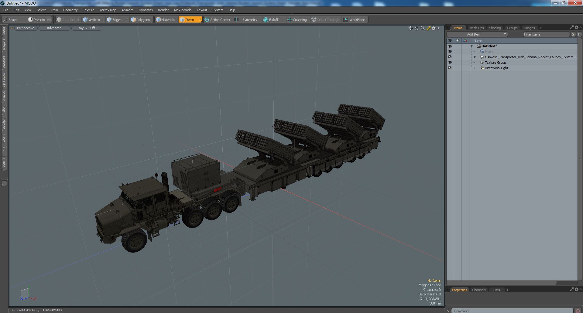 Oshkosh Transporter with Jobaria Rocket Launch System Green 3D model