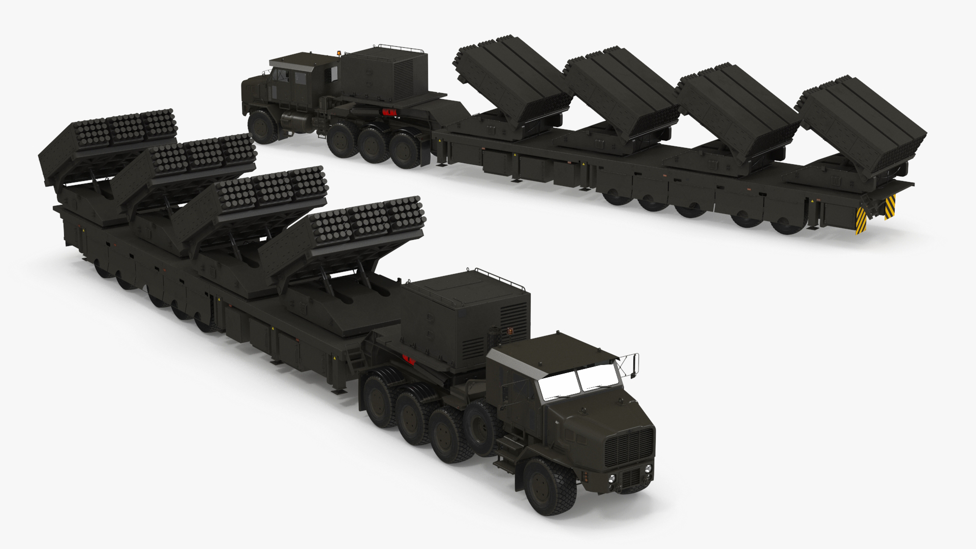 Oshkosh Transporter with Jobaria Rocket Launch System Green 3D model