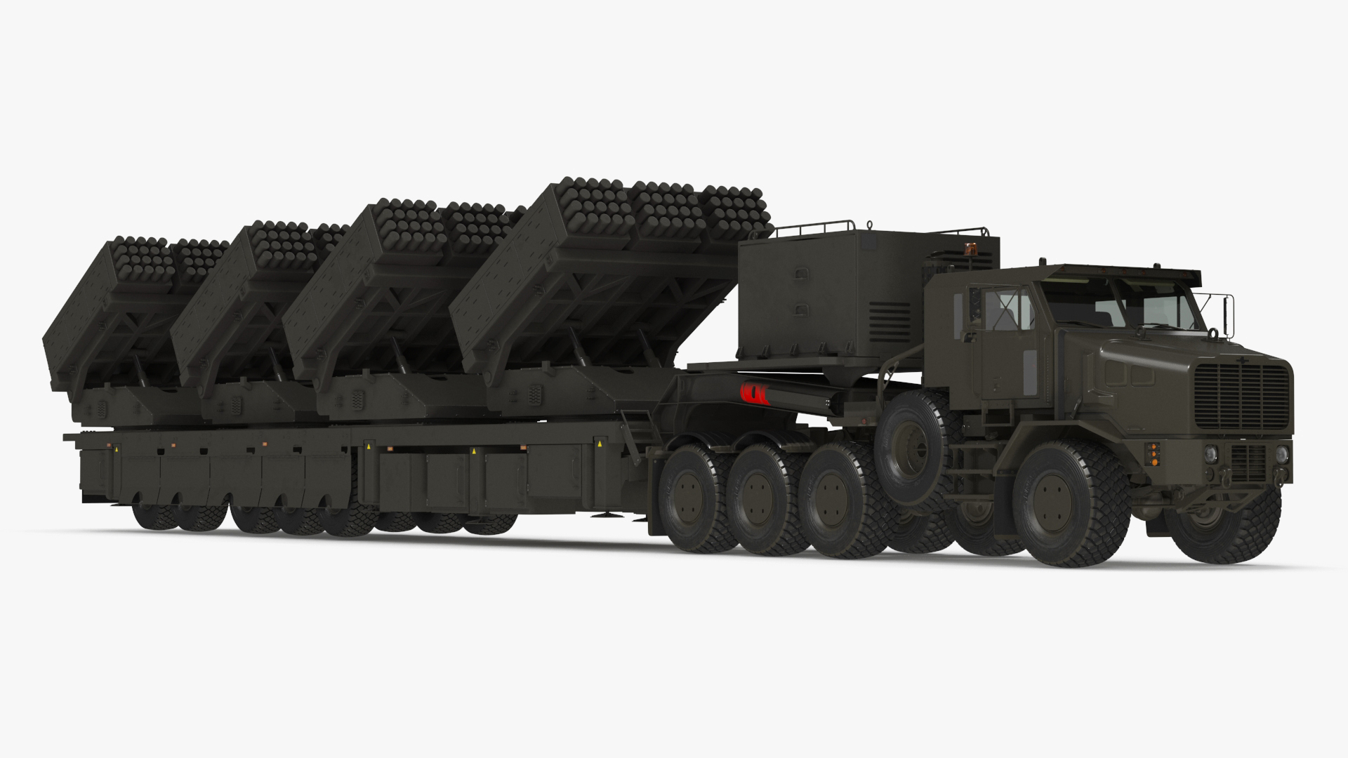 Oshkosh Transporter with Jobaria Rocket Launch System Green 3D model