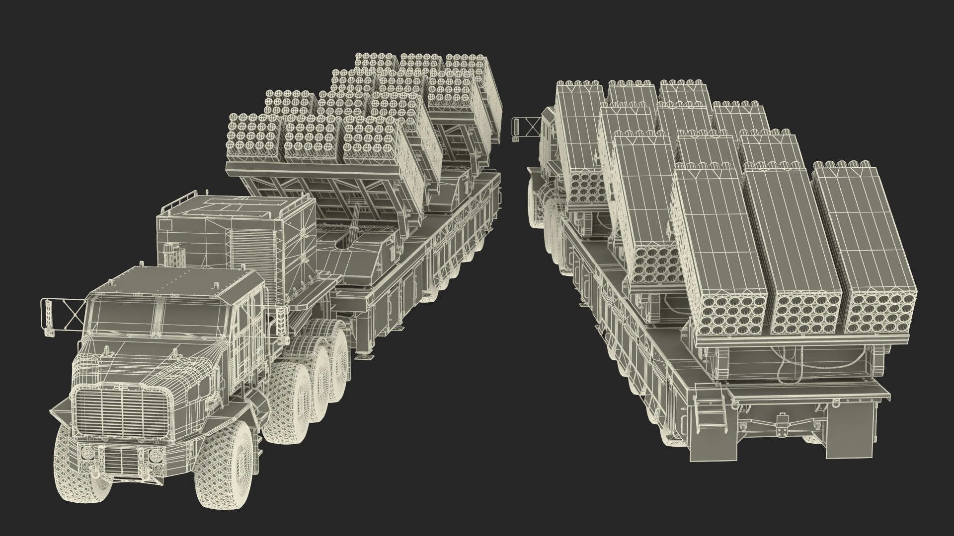 Oshkosh Transporter with Jobaria Rocket Launch System Green 3D model