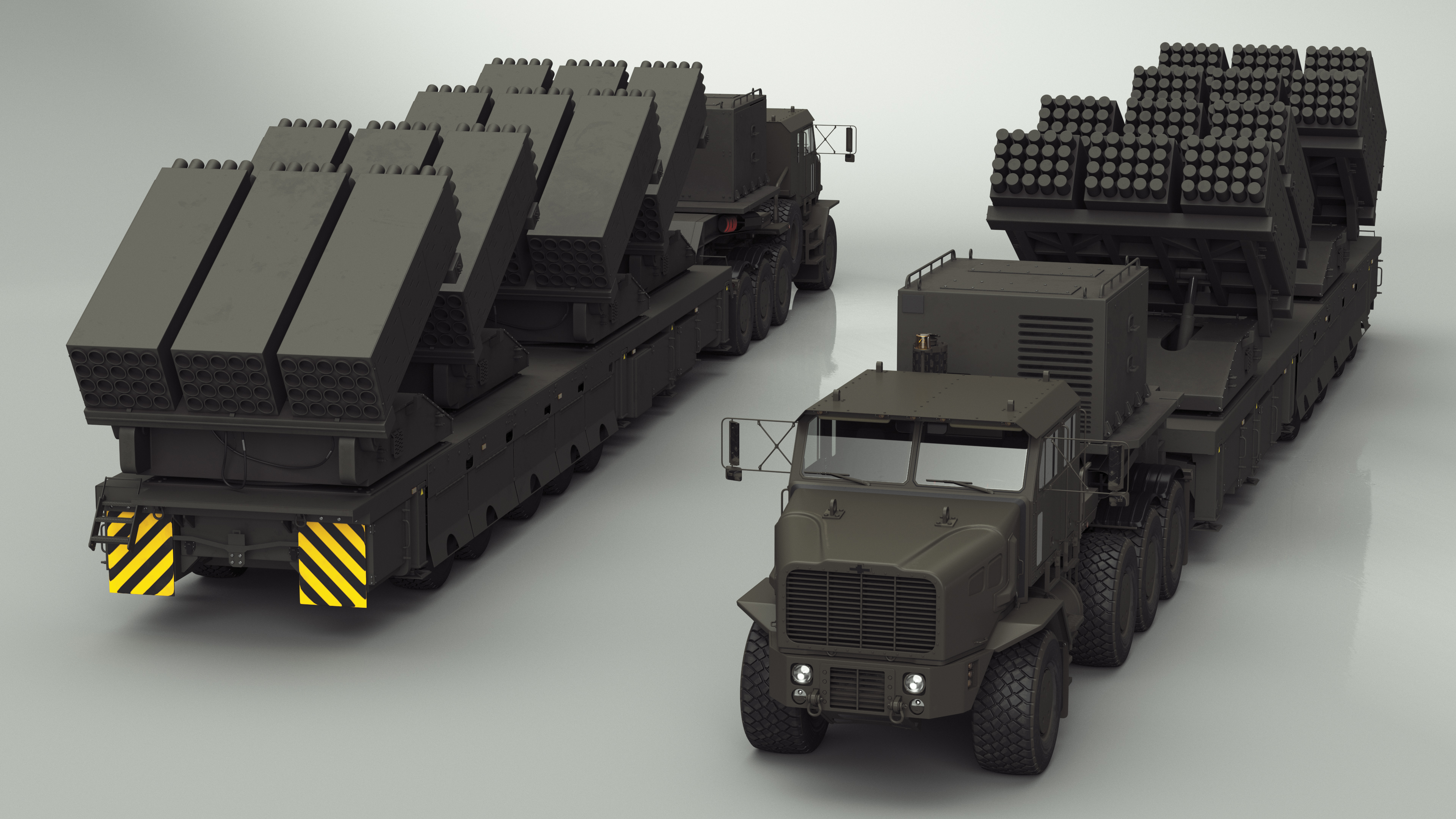 Oshkosh Transporter with Jobaria Rocket Launch System Green 3D model