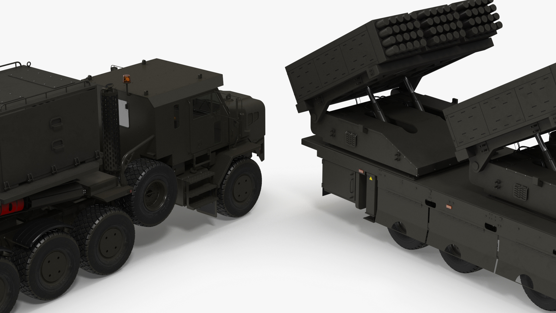 Oshkosh Transporter with Jobaria Rocket Launch System Green 3D model