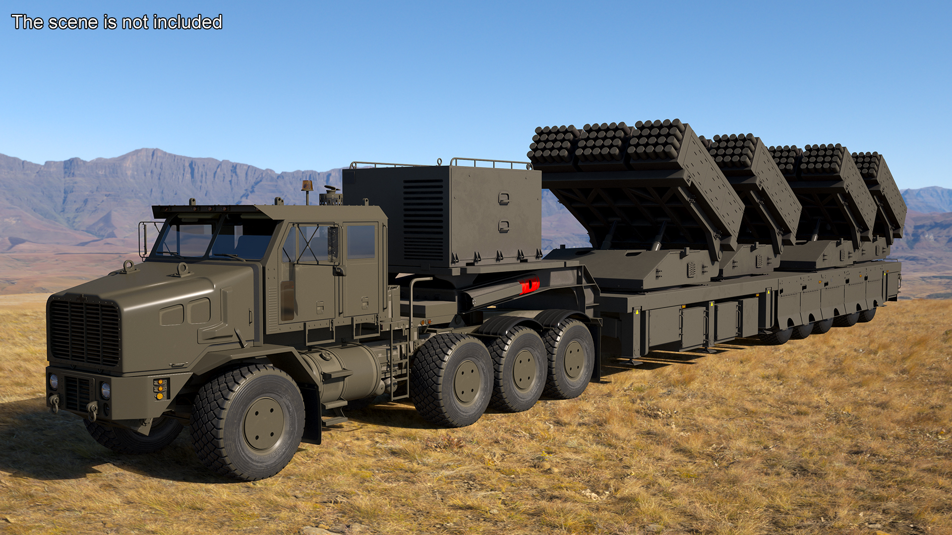 Oshkosh Transporter with Jobaria Rocket Launch System Green 3D model