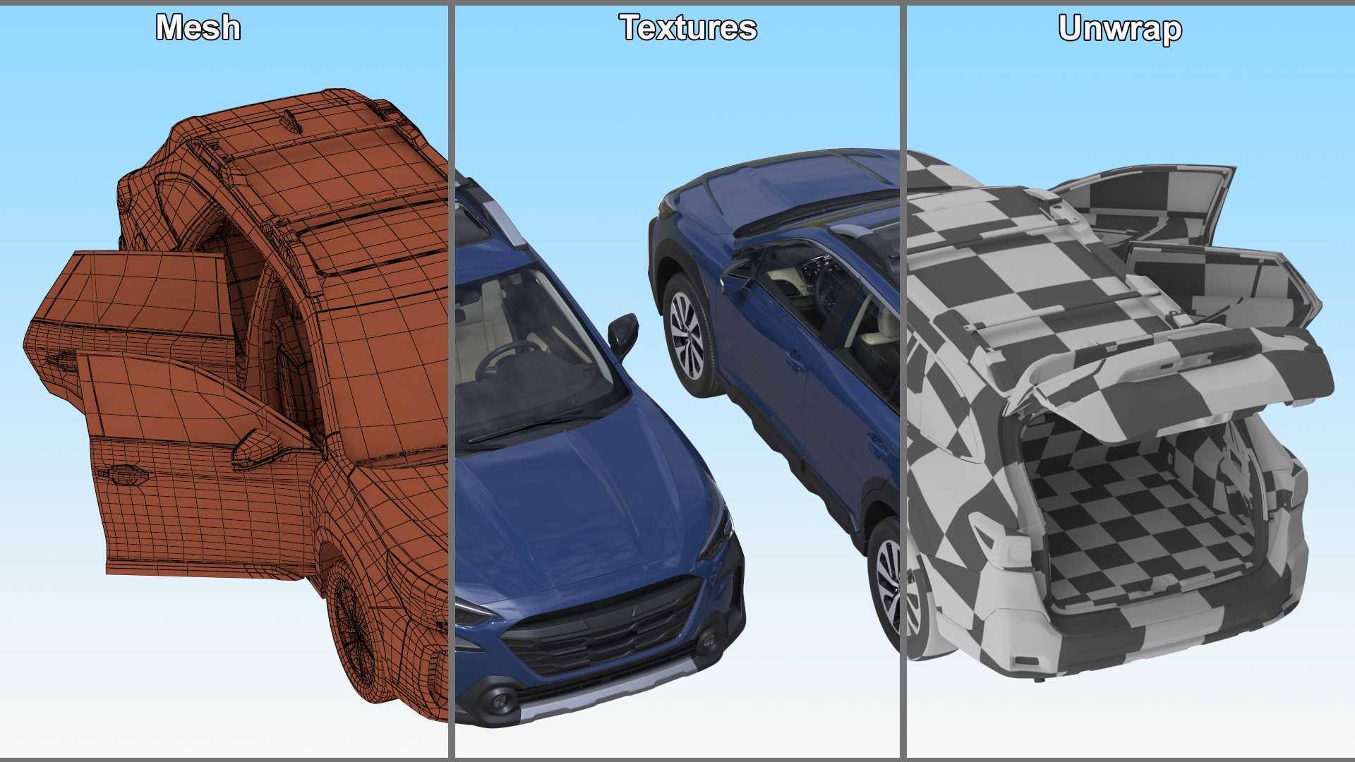City Crossover SUV Blue Simplified 3D model
