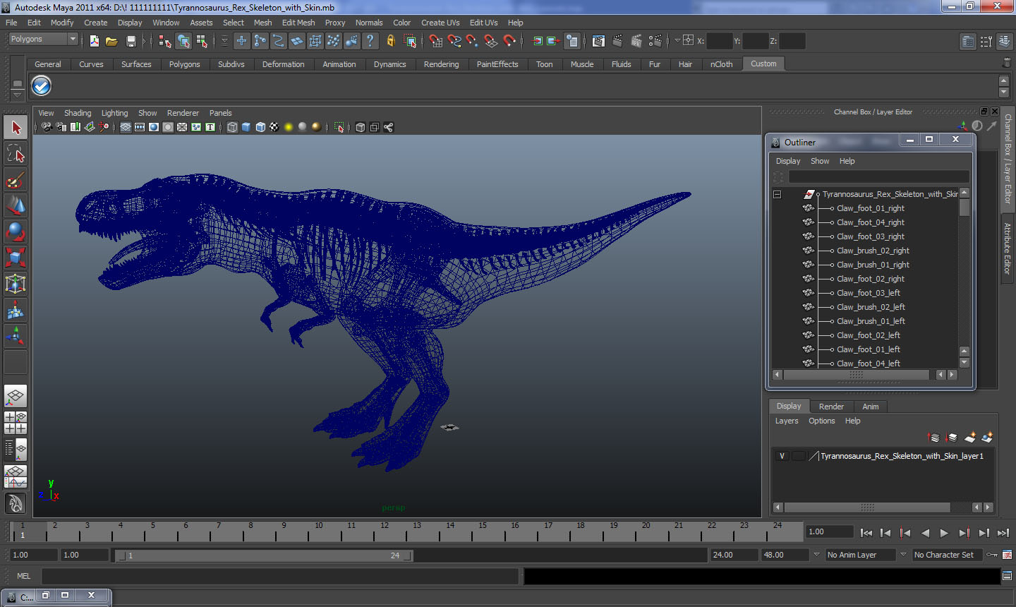 3D Tyrannosaurus Rex Skeleton with Skin