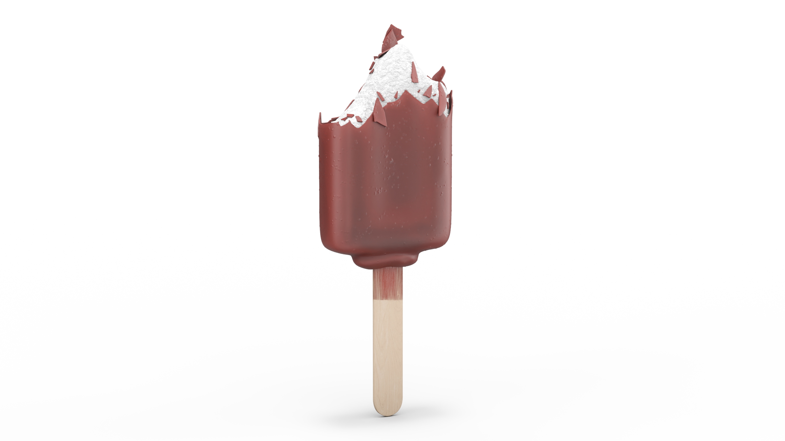3D Half of Vanilla Ice Cream Bar Dipped in Melted Chocolate