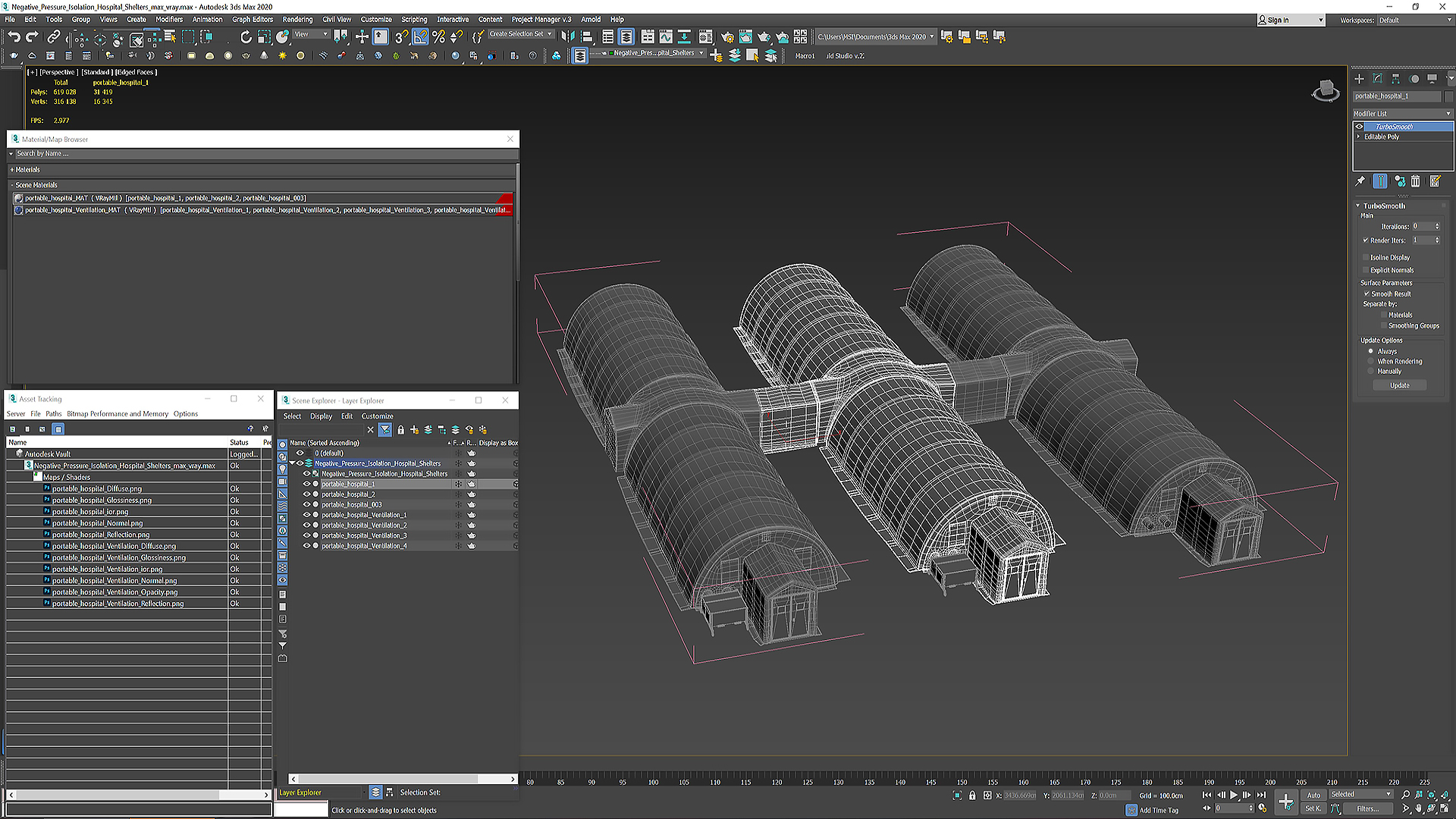 3D model Negative Pressure Isolation Hospital Shelters
