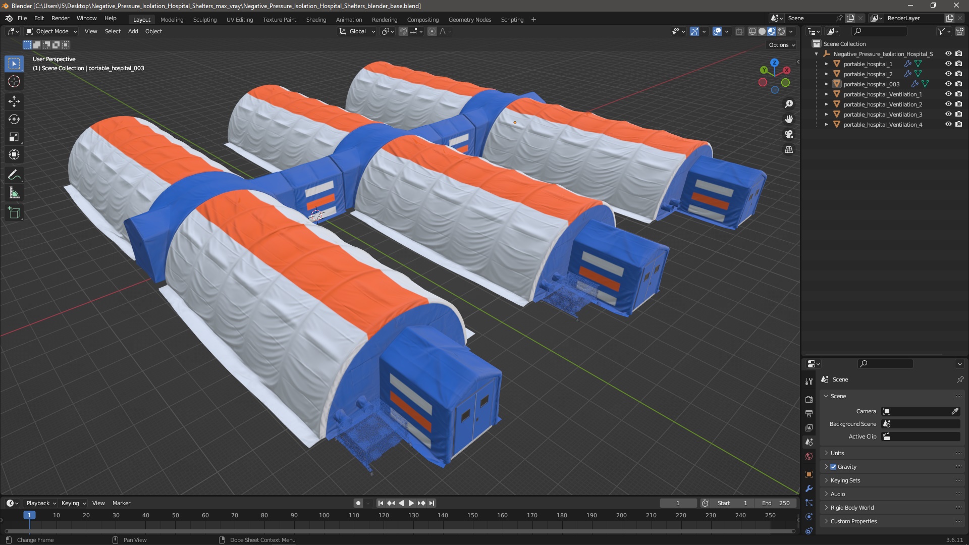 3D model Negative Pressure Isolation Hospital Shelters