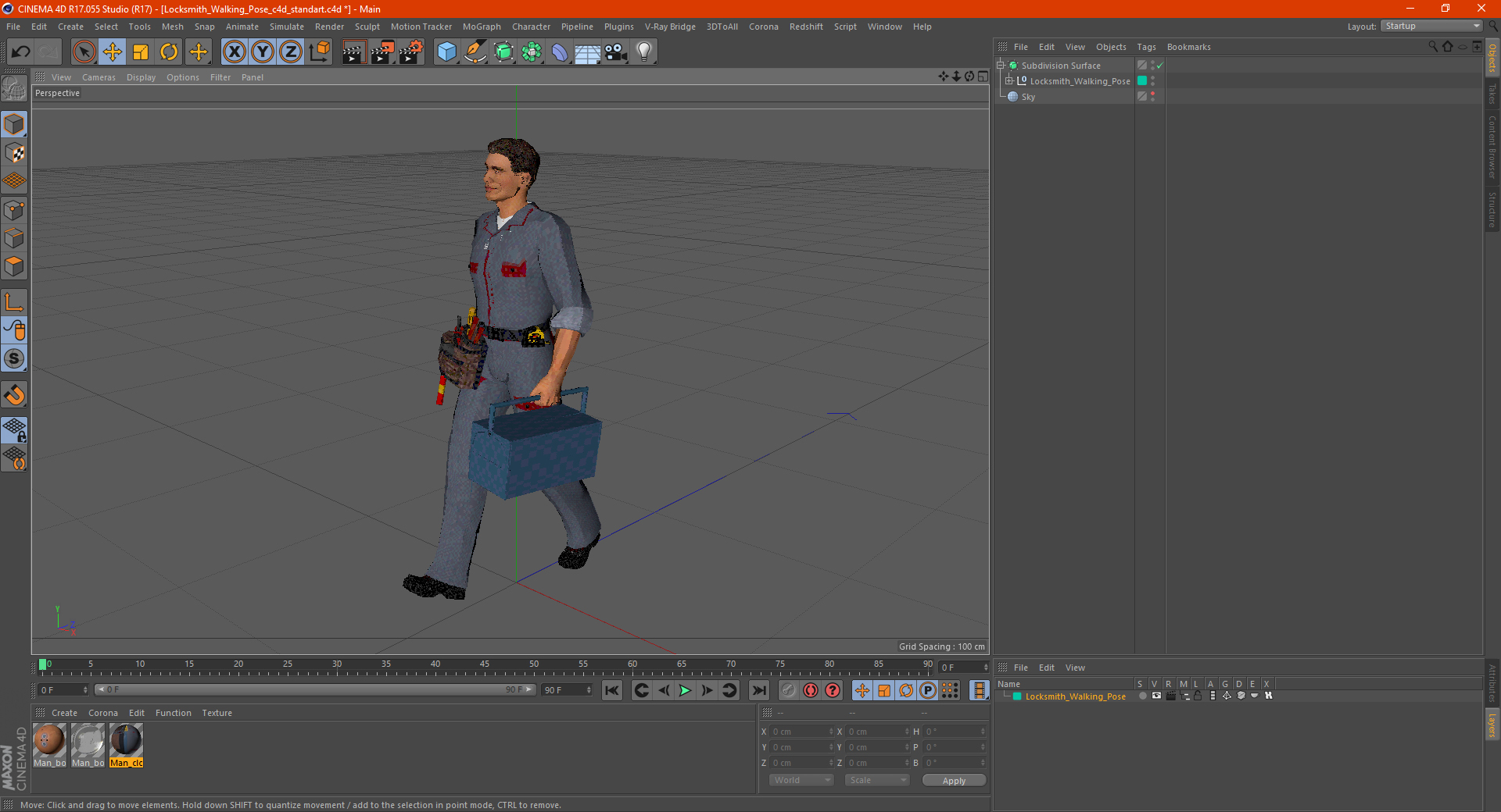 Locksmith Walking Pose 3D
