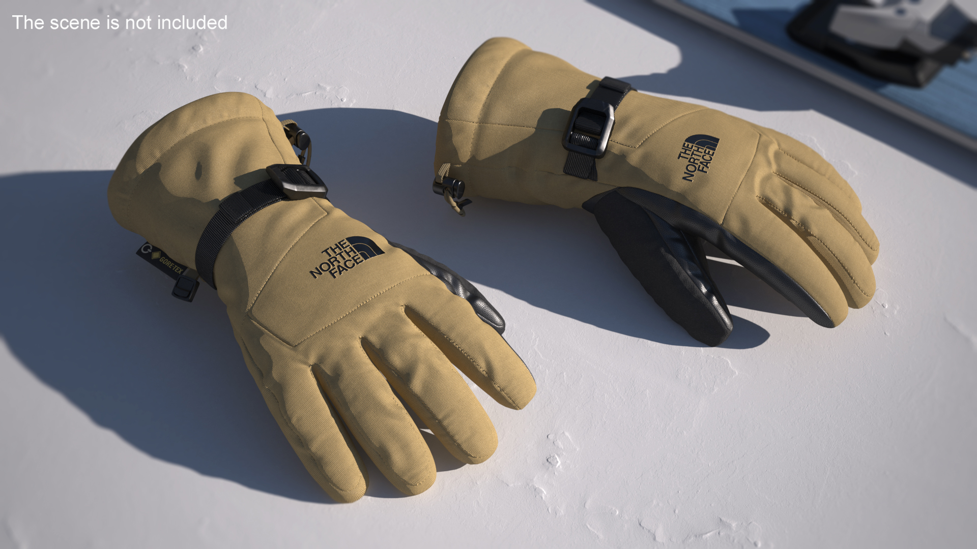 The North Face Mens Montana Etip GTX Mitt Gloves Beige 3D model