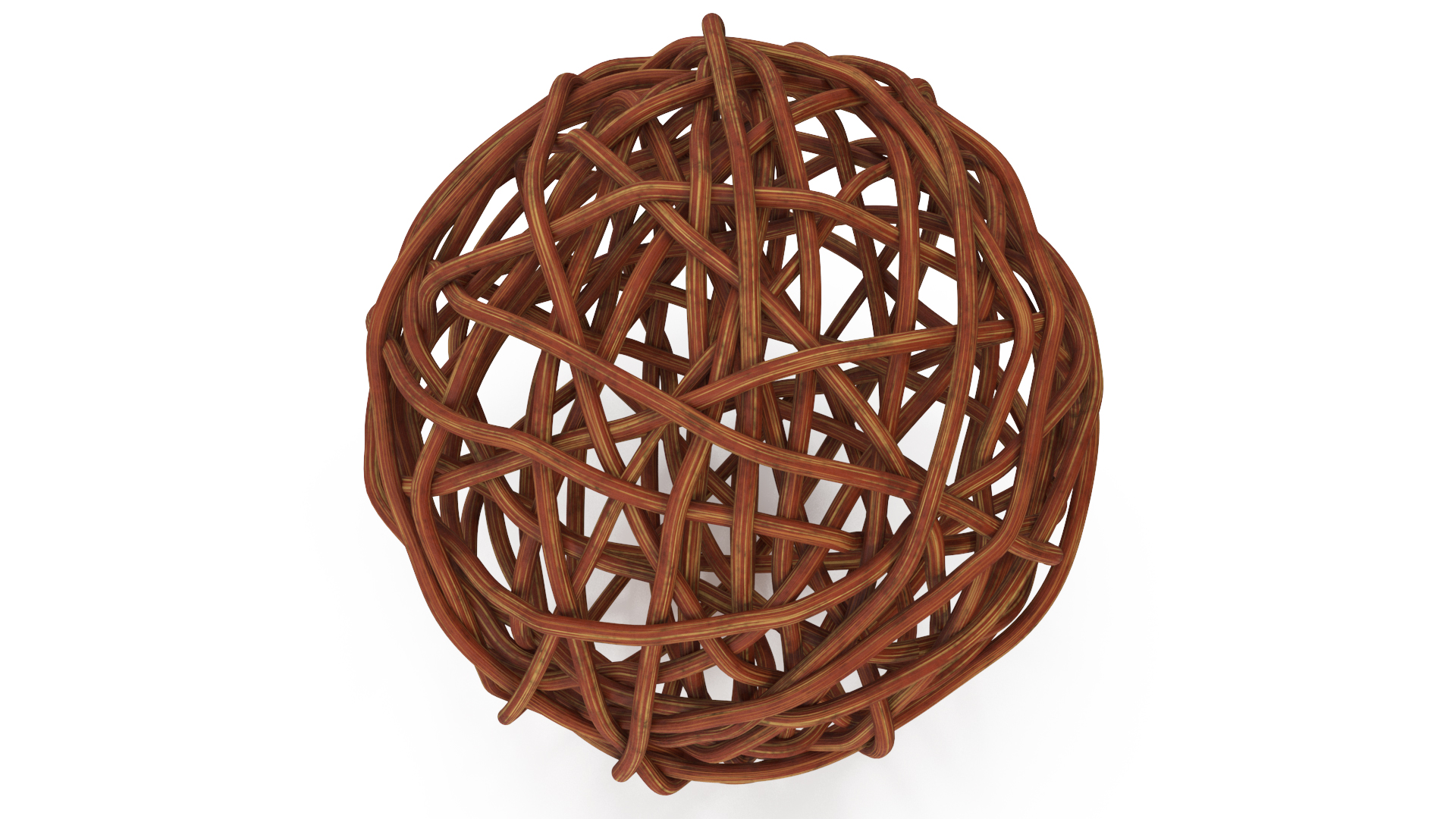 Wood Twig Rattan Wicker Ball Brown 3D model
