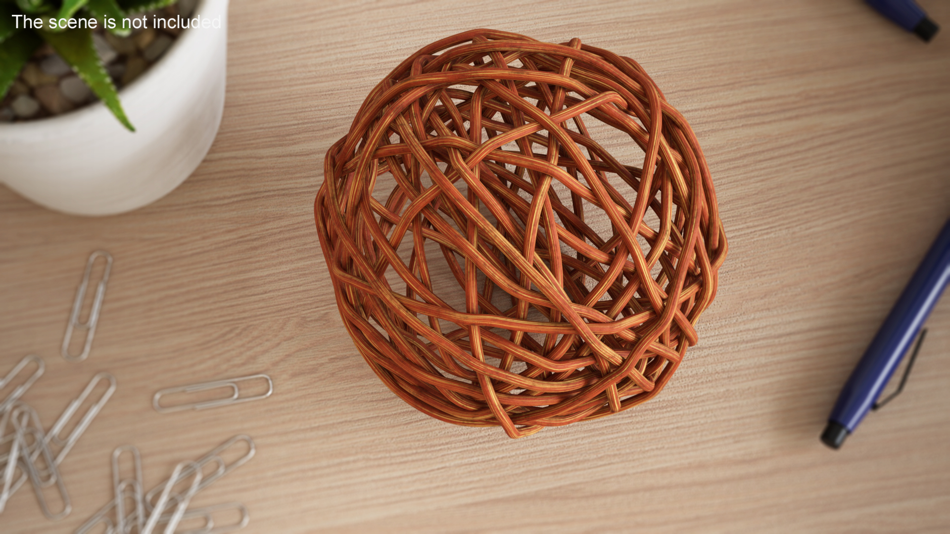 Wood Twig Rattan Wicker Ball Brown 3D model