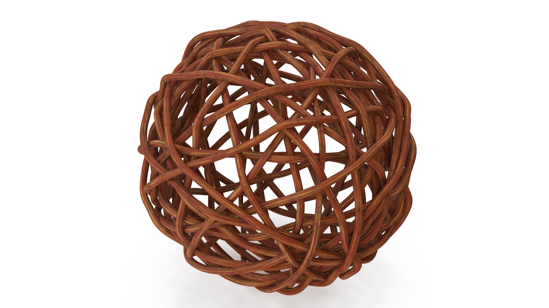 Wood Twig Rattan Wicker Ball Brown 3D model