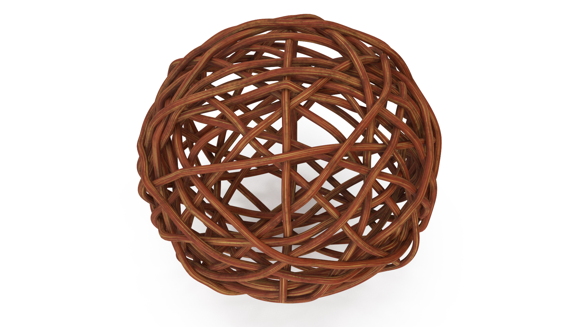 Wood Twig Rattan Wicker Ball Brown 3D model