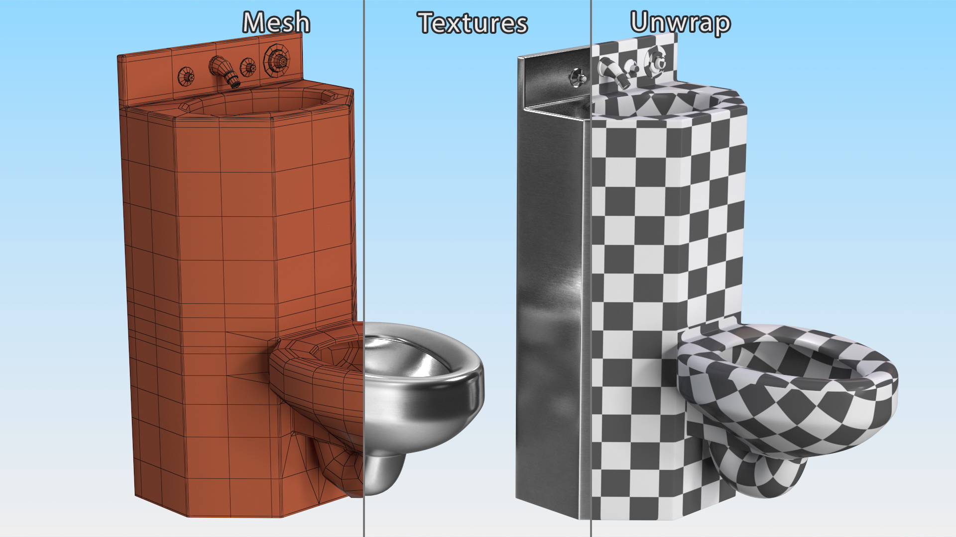 Combined Prison Toilet American Style 3D