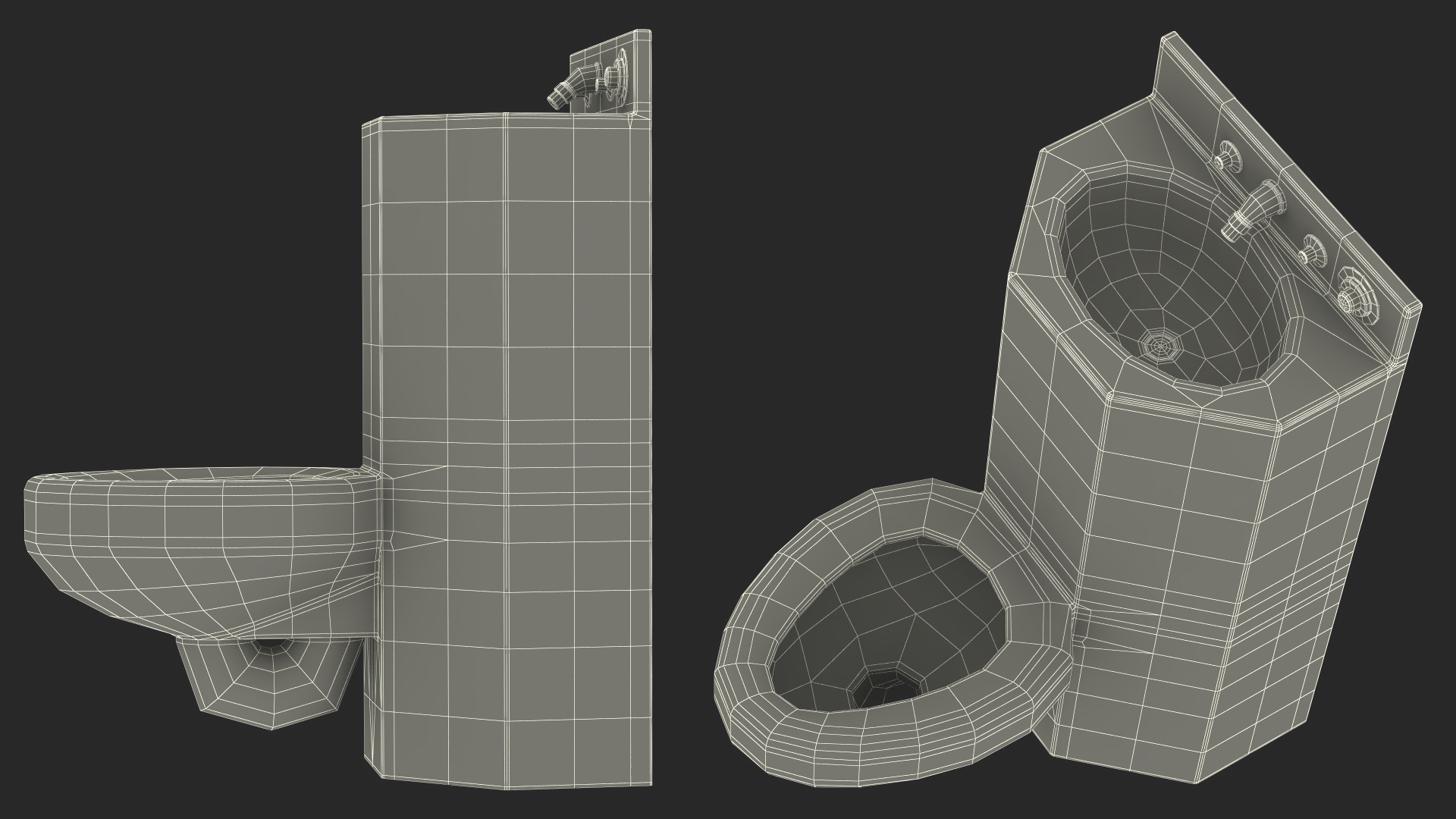 Combined Prison Toilet American Style 3D