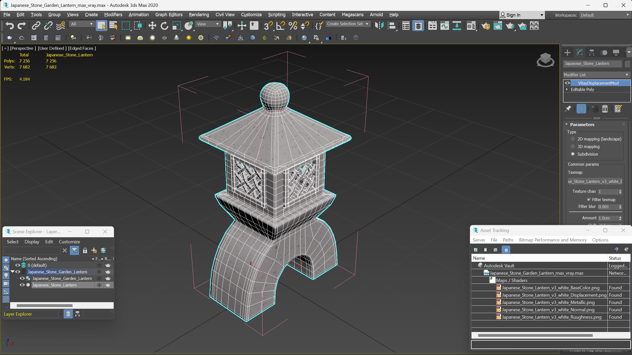 Japanese Stone Garden Lantern 3D model