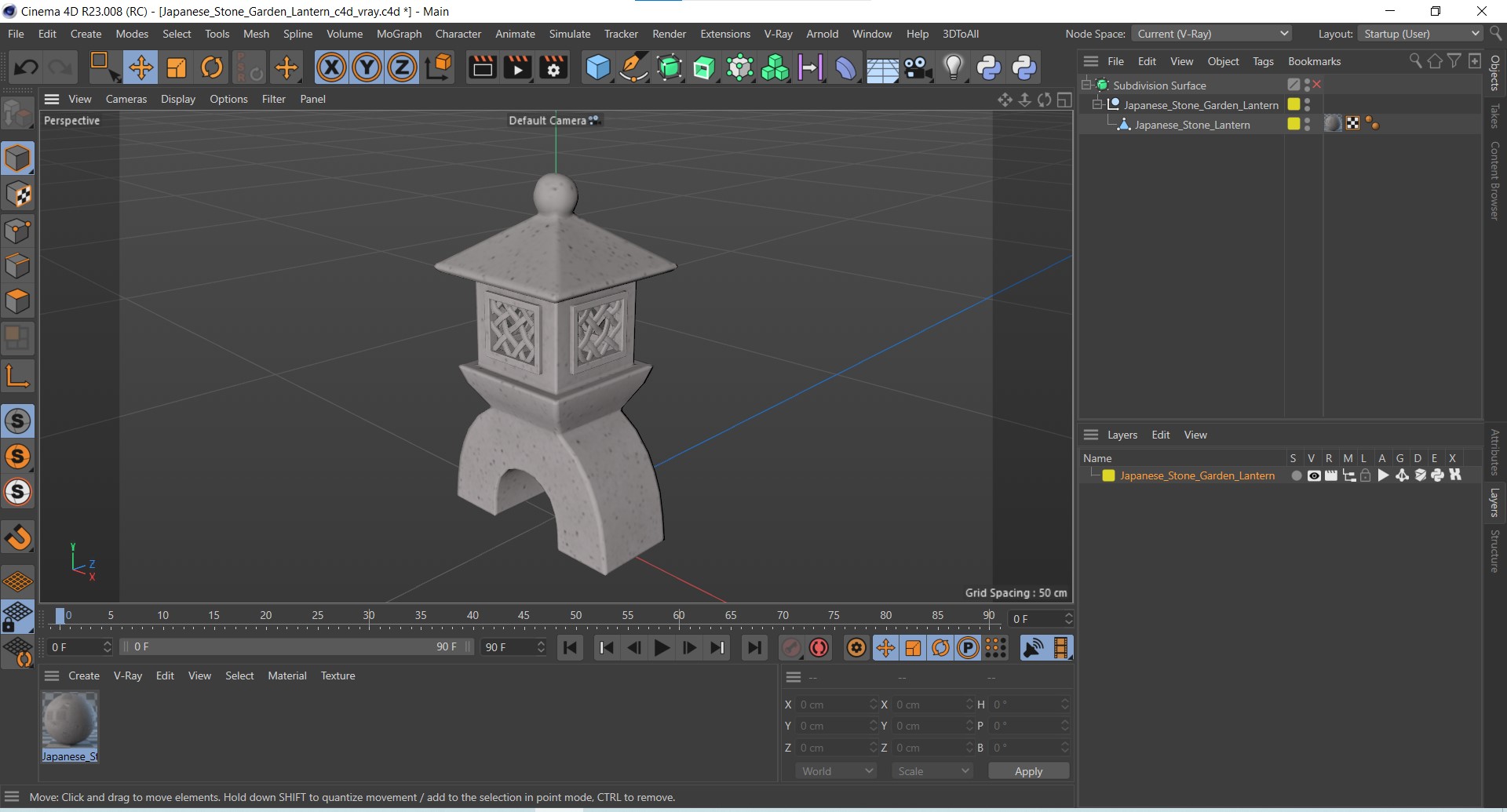 Japanese Stone Garden Lantern 3D model