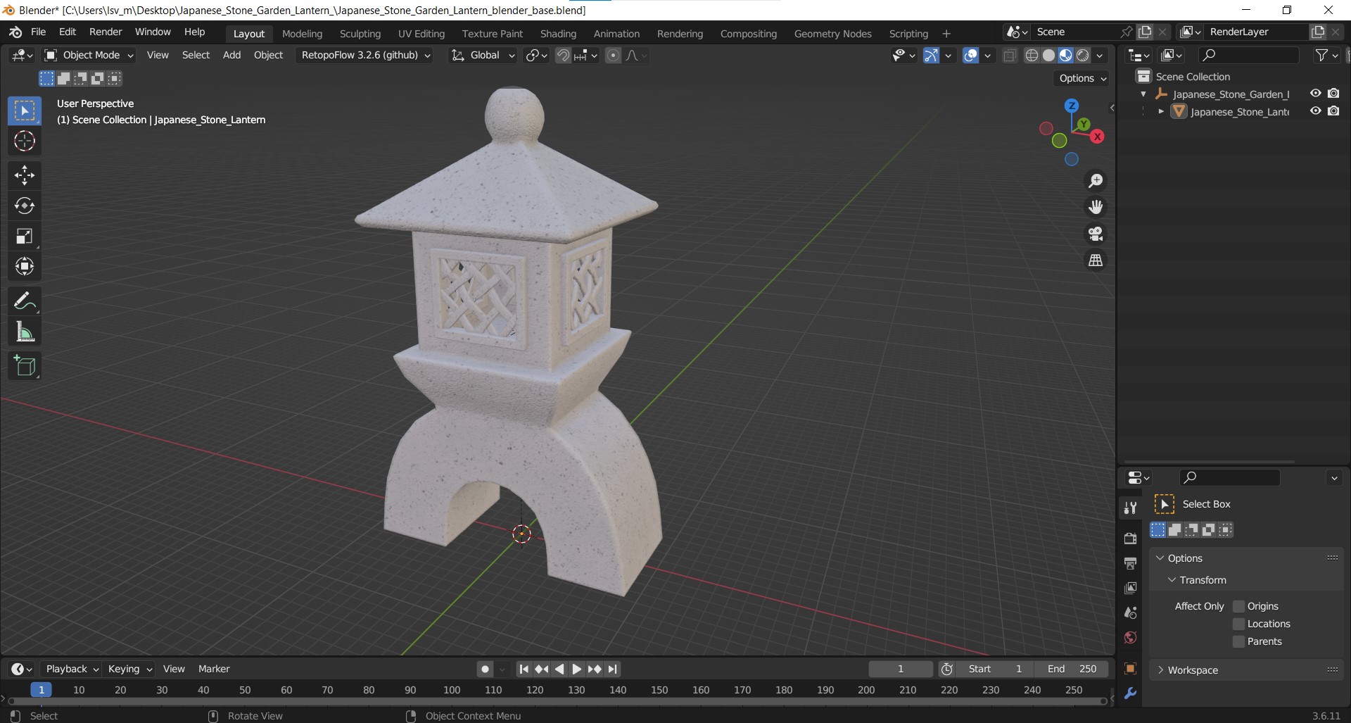 Japanese Stone Garden Lantern 3D model