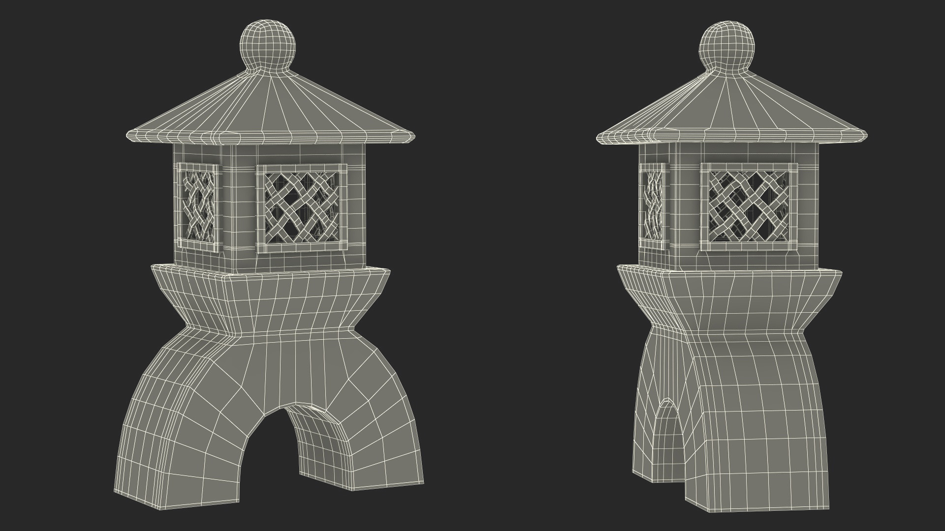 Japanese Stone Garden Lantern 3D model