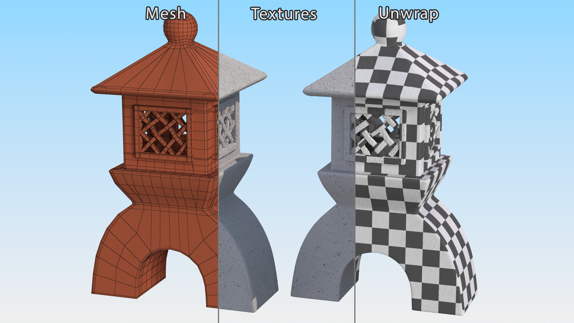 Japanese Stone Garden Lantern 3D model