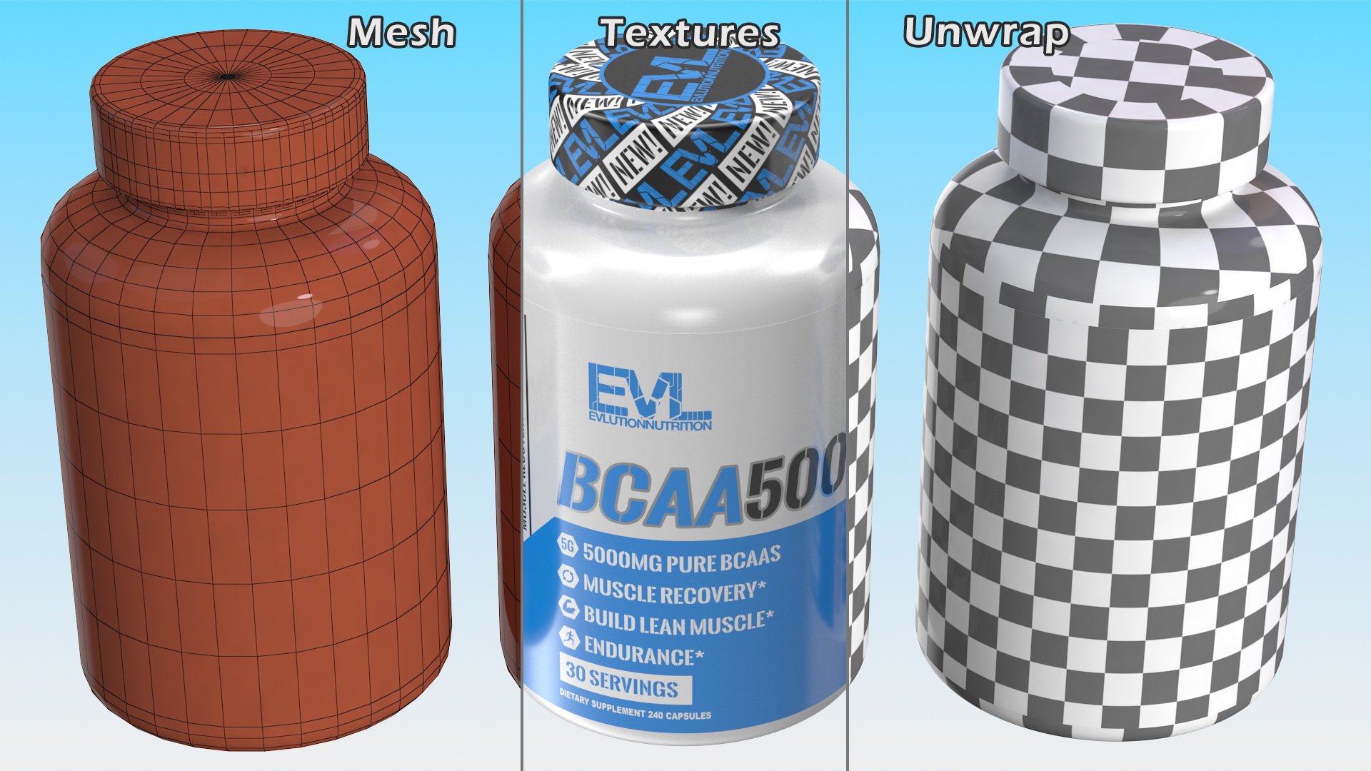 Evlution Nutrition BCAA 5000 Powder 5 Grams of BCAAs 3D