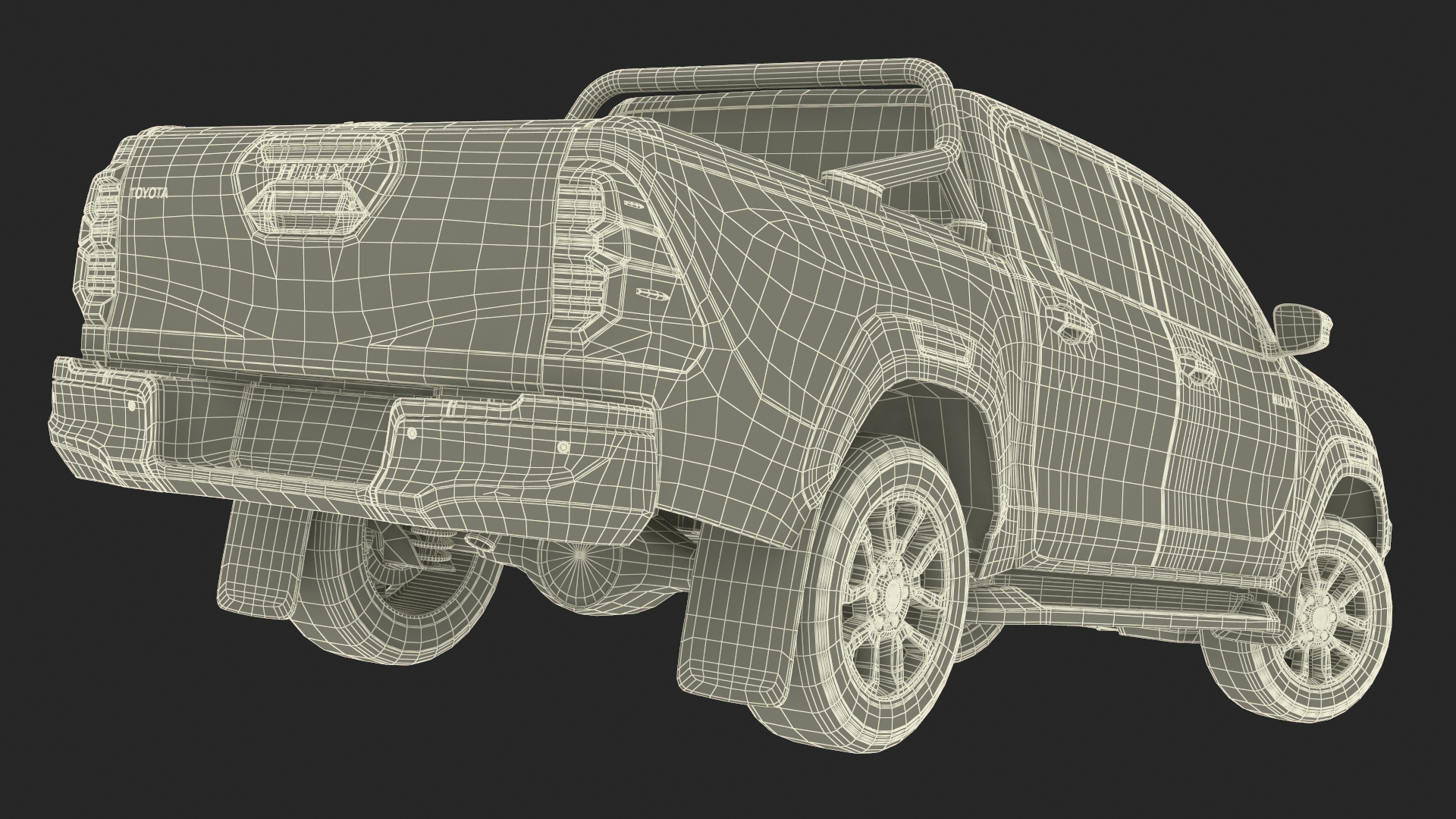 3D model Toyota Hilux 2022 Black Rigged