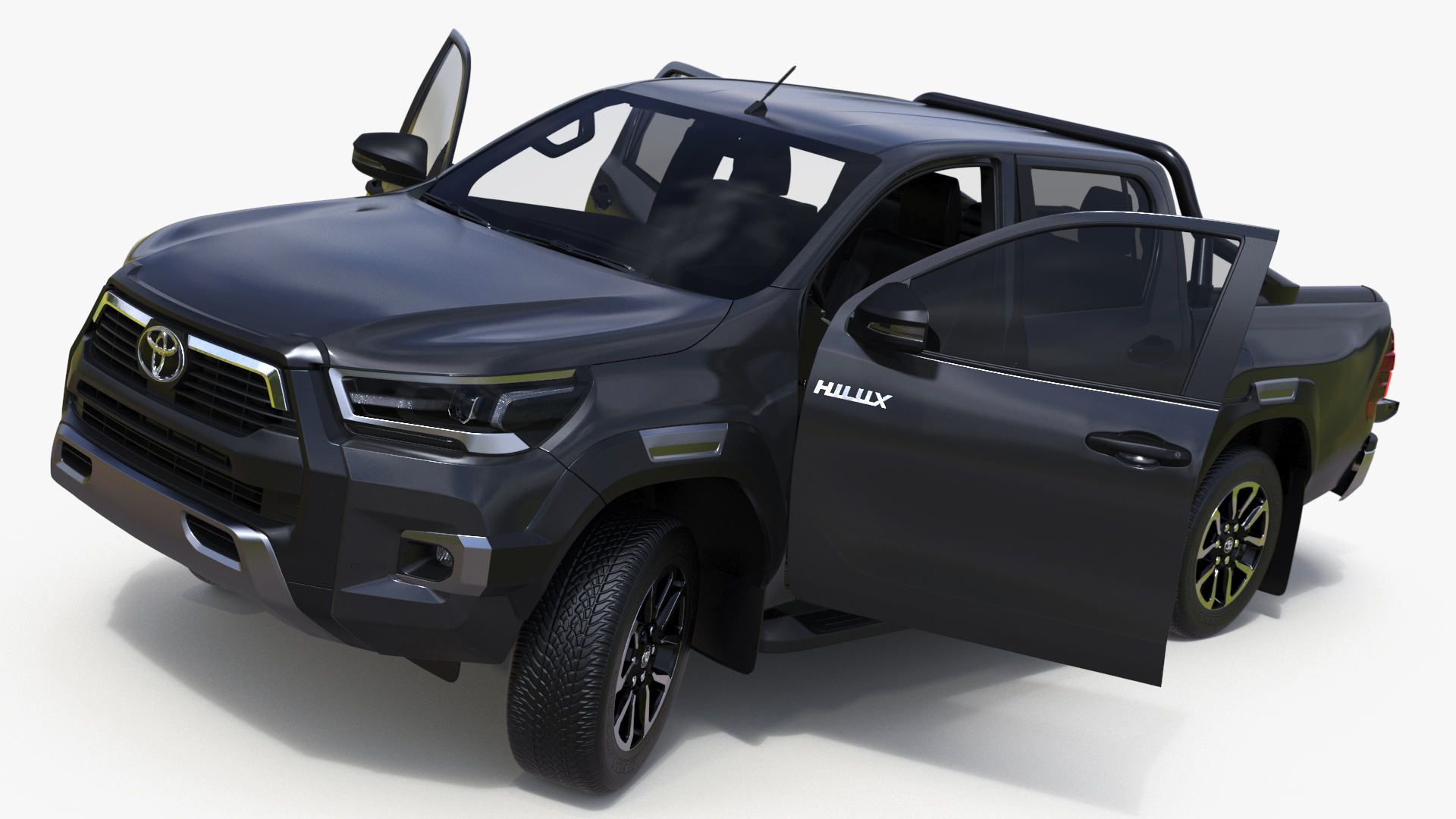 3D model Toyota Hilux 2022 Black Rigged