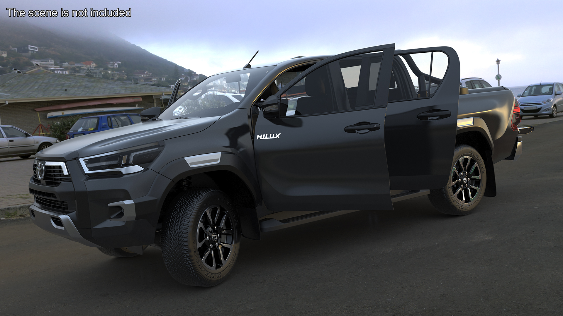 3D model Toyota Hilux 2022 Black Rigged