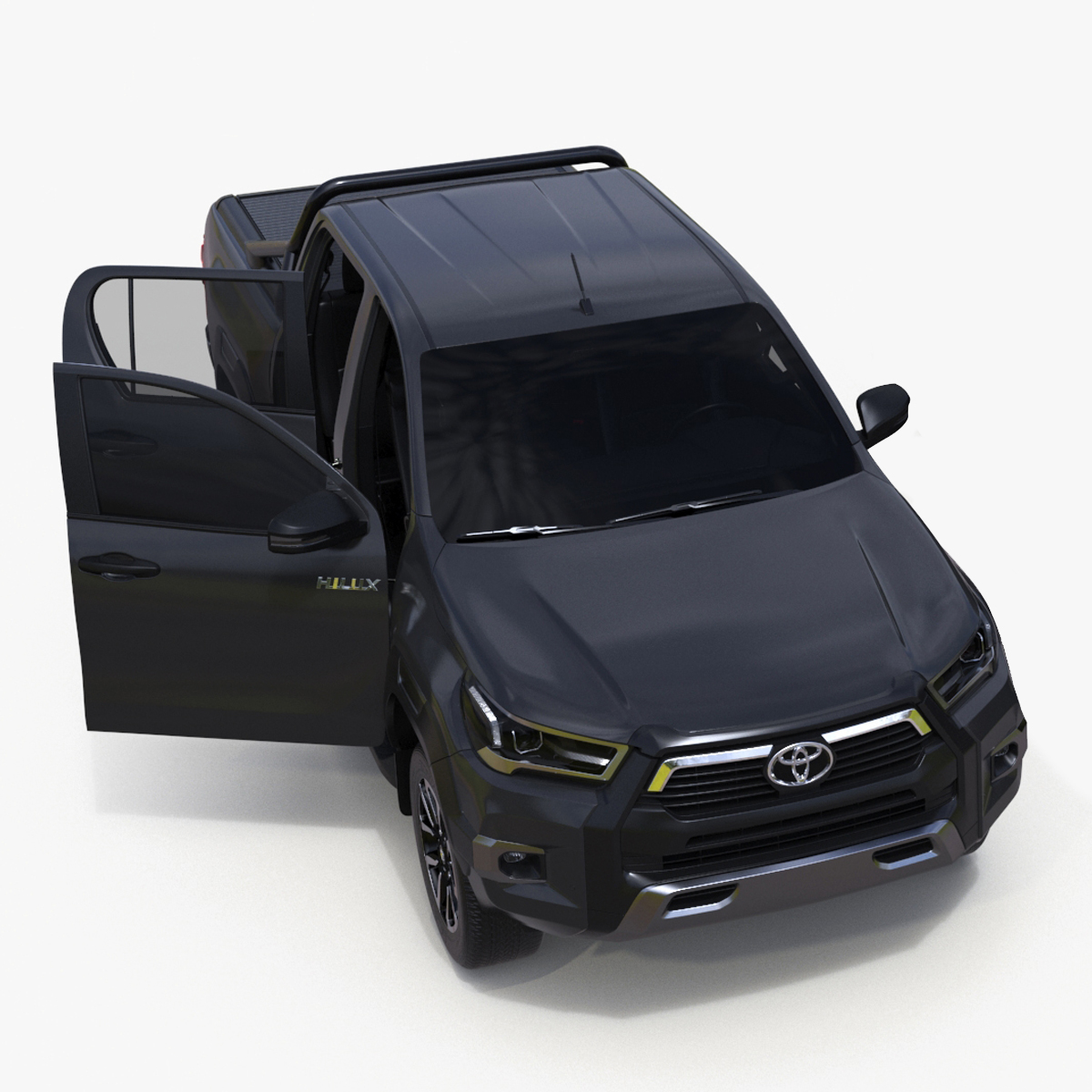 3D model Toyota Hilux 2022 Black Rigged