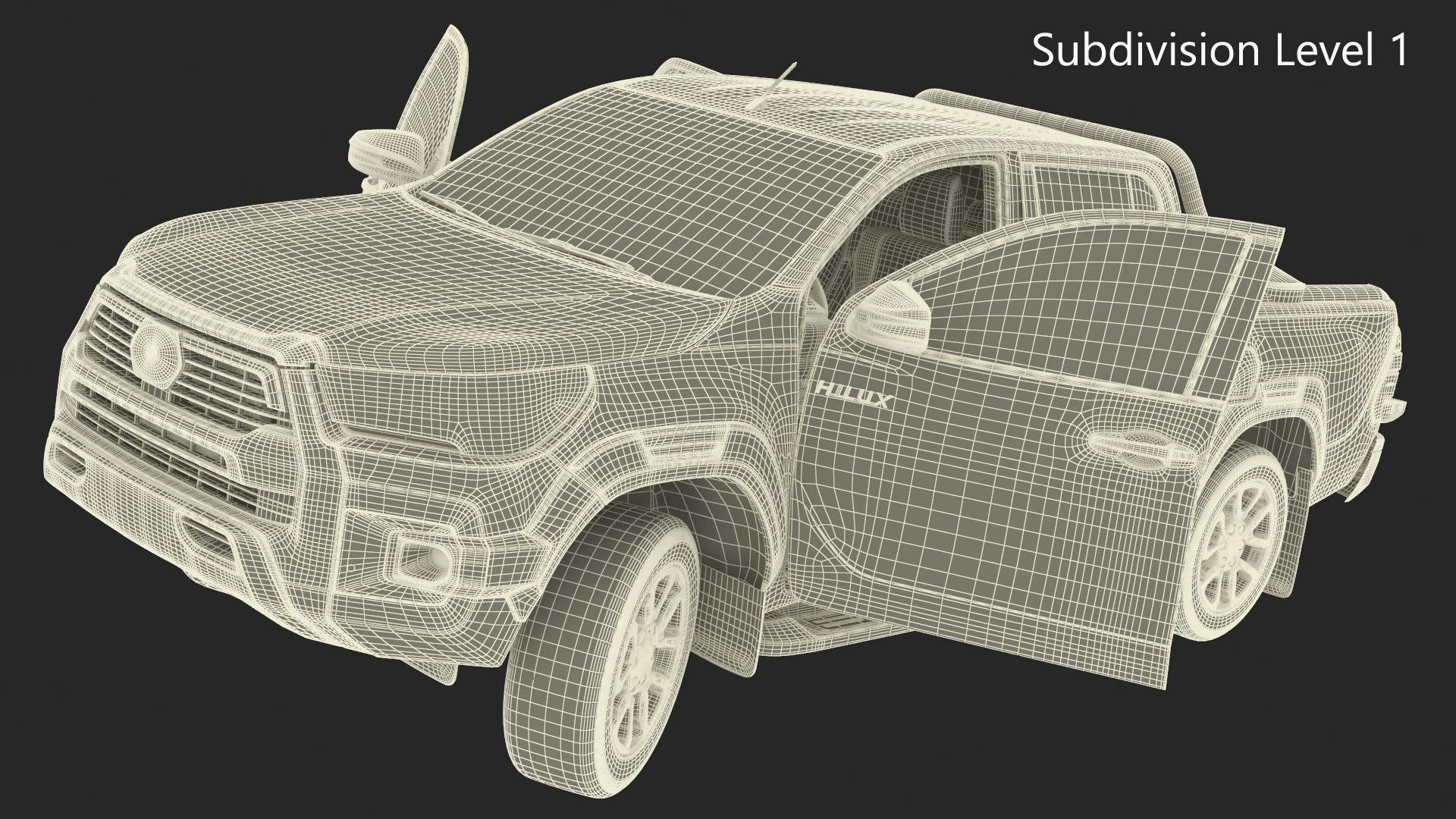 3D model Toyota Hilux 2022 Black Rigged