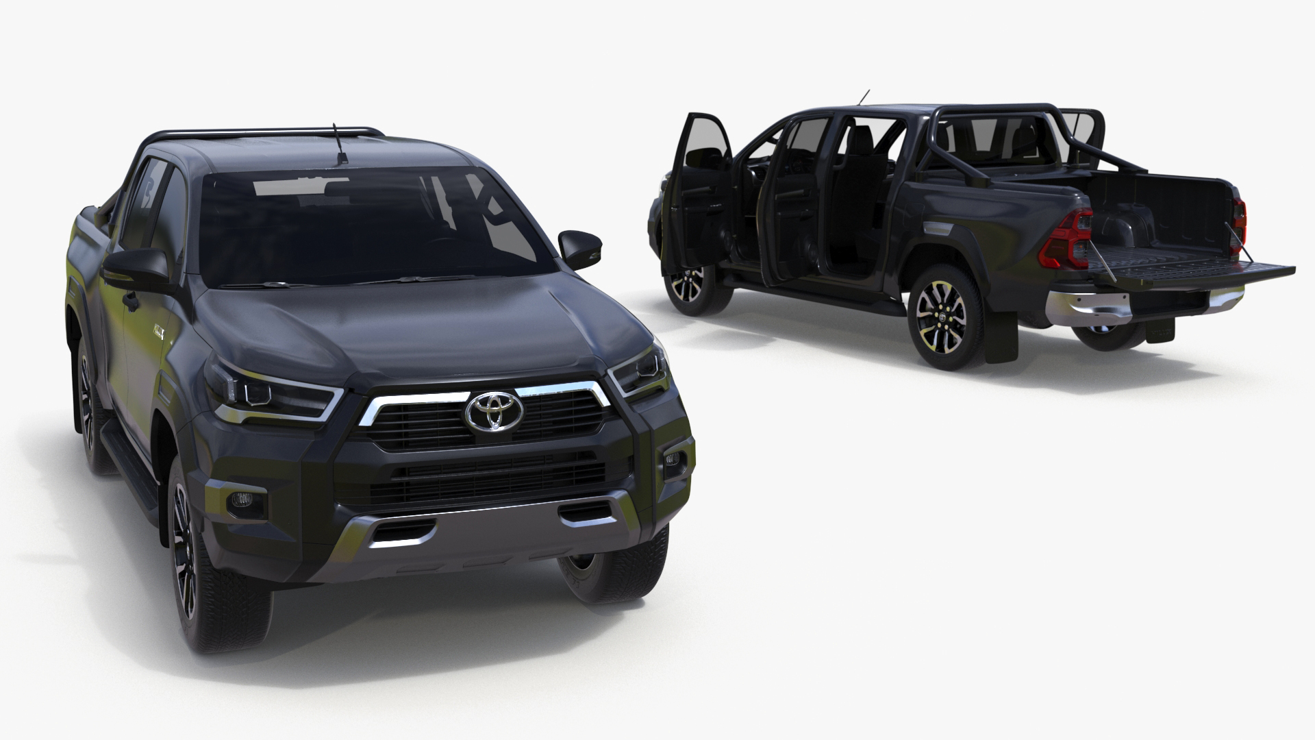 3D model Toyota Hilux 2022 Black Rigged