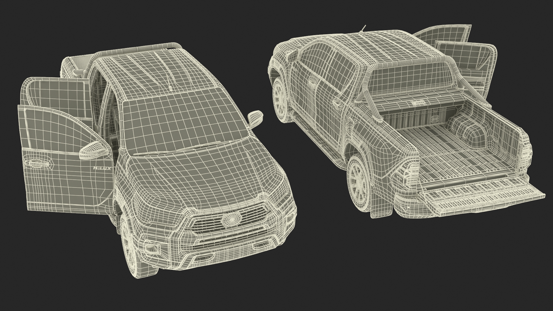 3D model Toyota Hilux 2022 Black Rigged
