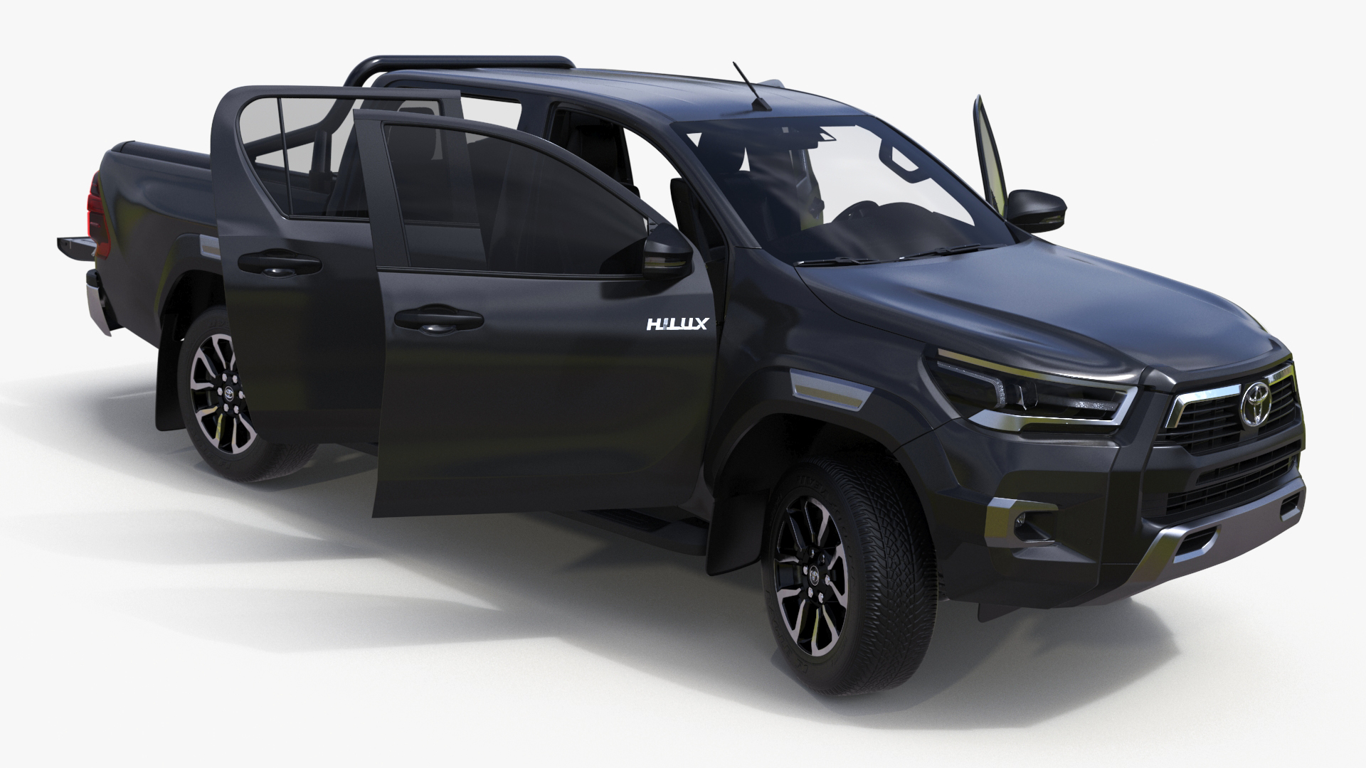 3D model Toyota Hilux 2022 Black Rigged