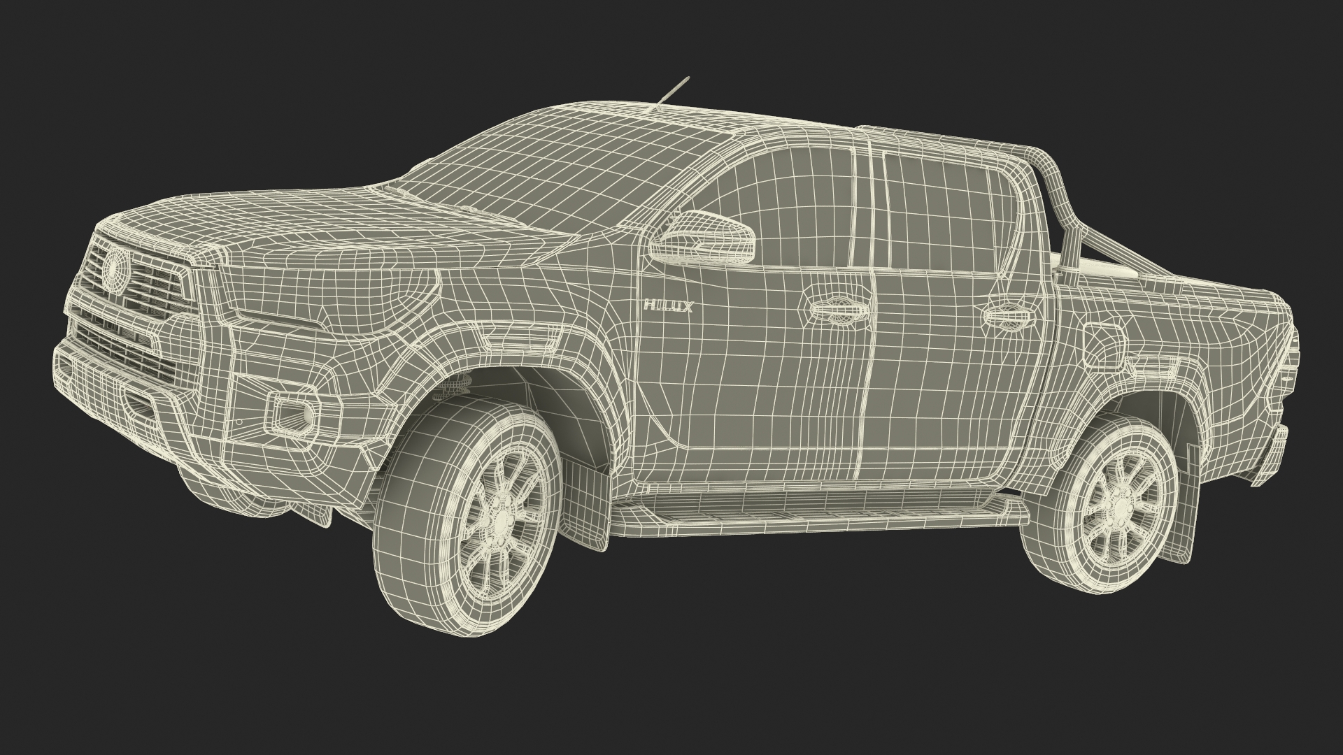 3D model Toyota Hilux 2022 Black Rigged