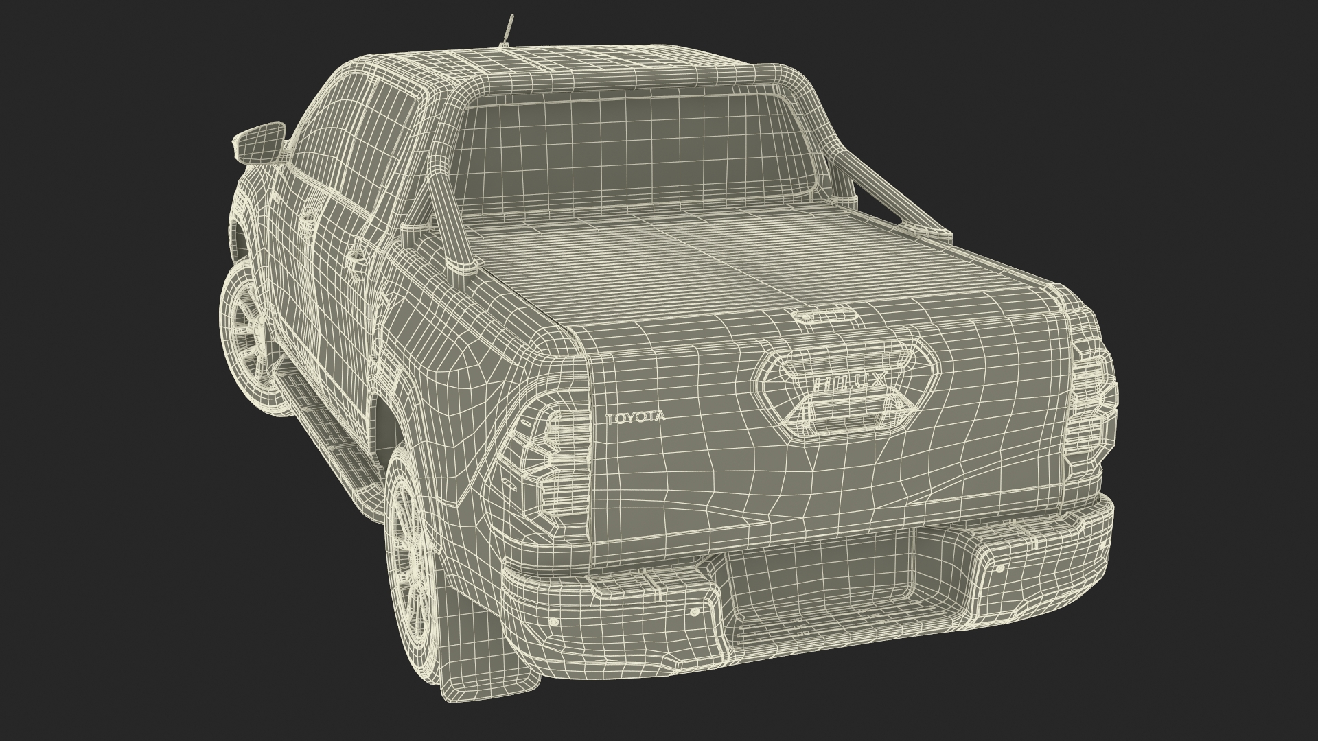 3D model Toyota Hilux 2022 Black Rigged