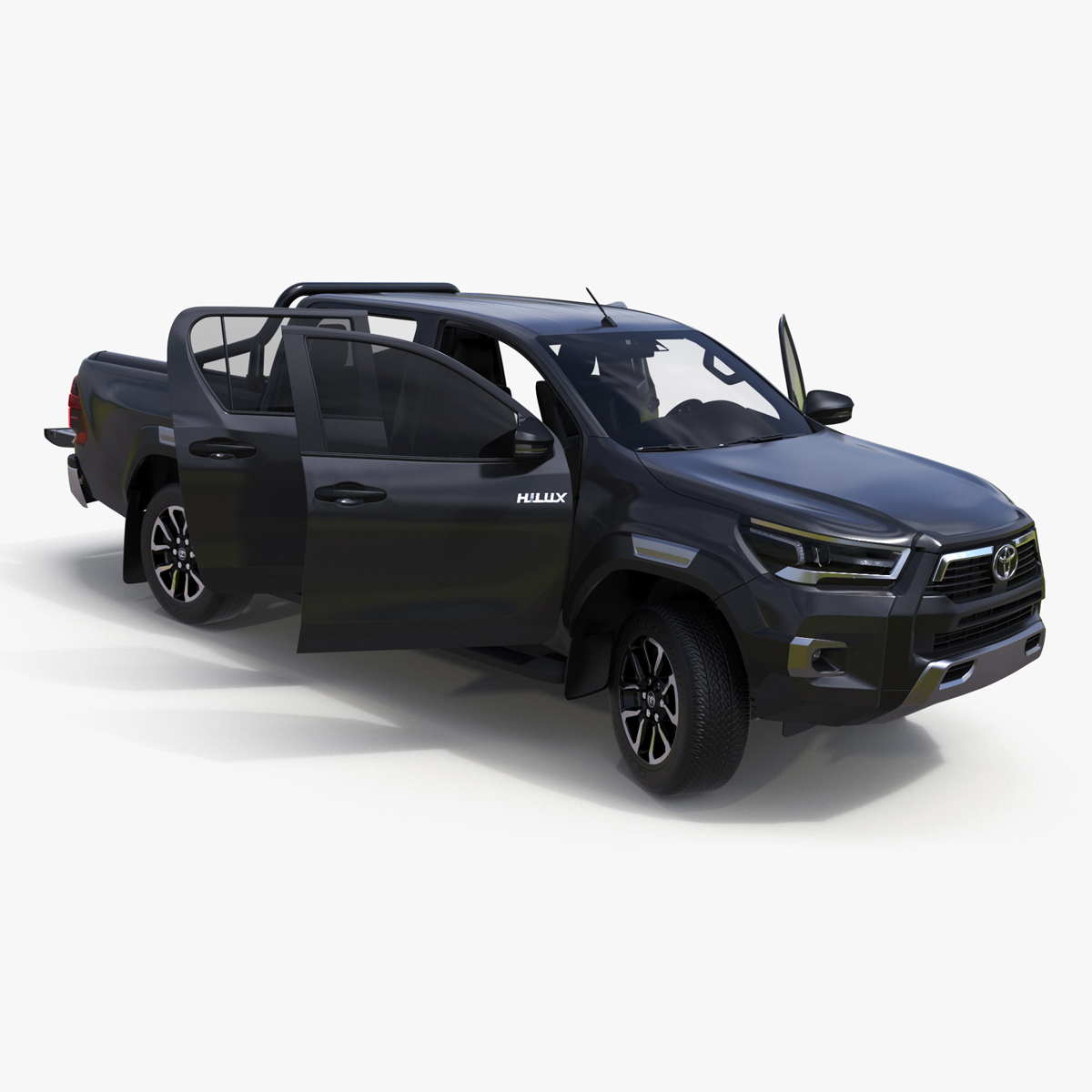 3D model Toyota Hilux 2022 Black Rigged