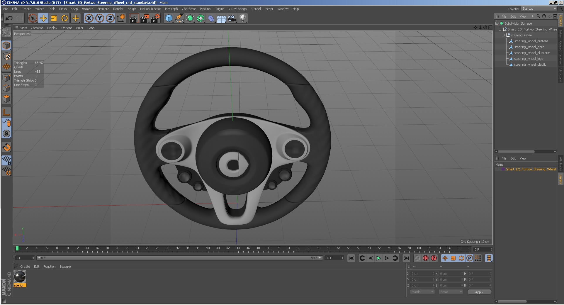 3D model Smart EQ Fortwo Steering Wheel