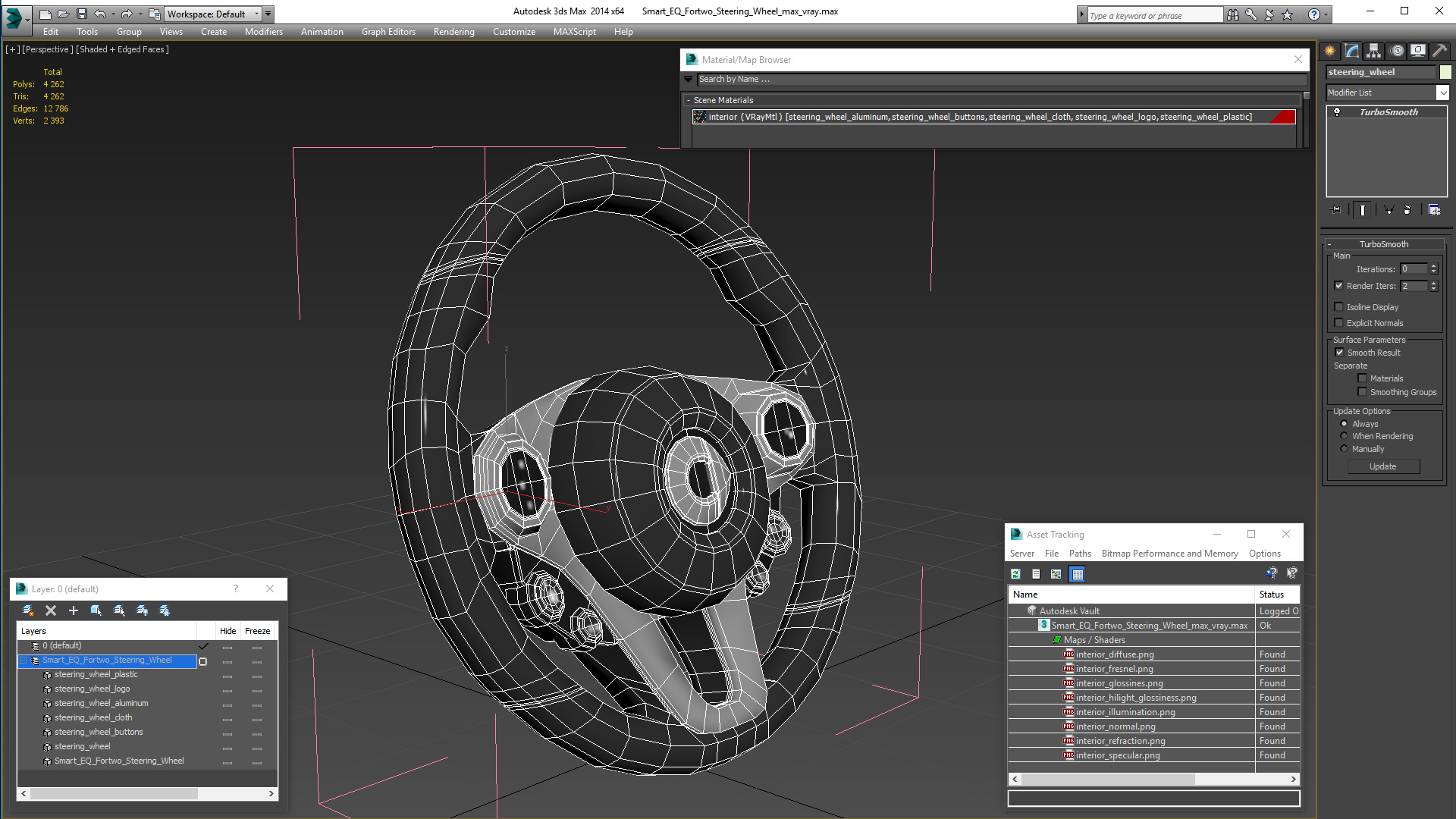 3D model Smart EQ Fortwo Steering Wheel