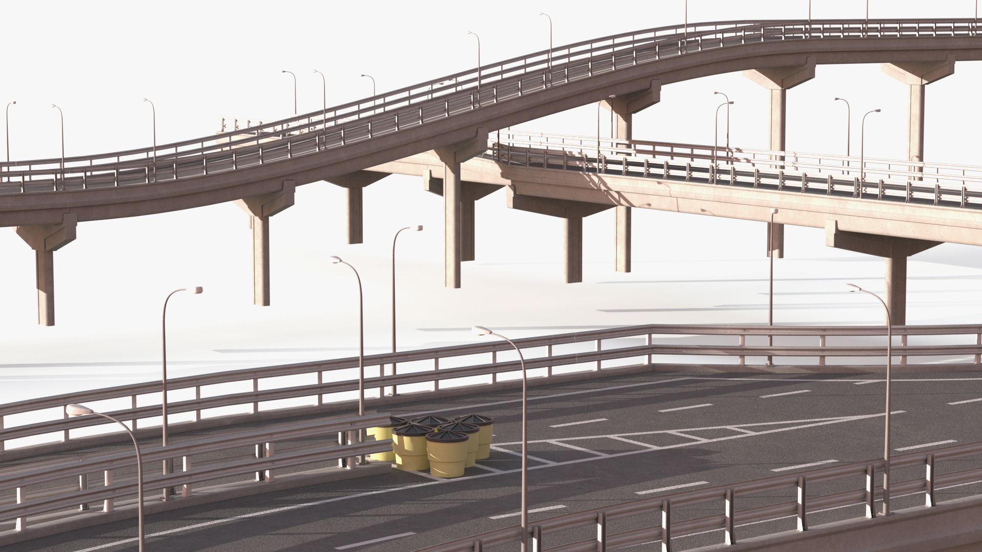 Connectable Highway Road Elements Multi Level Interchange 3D