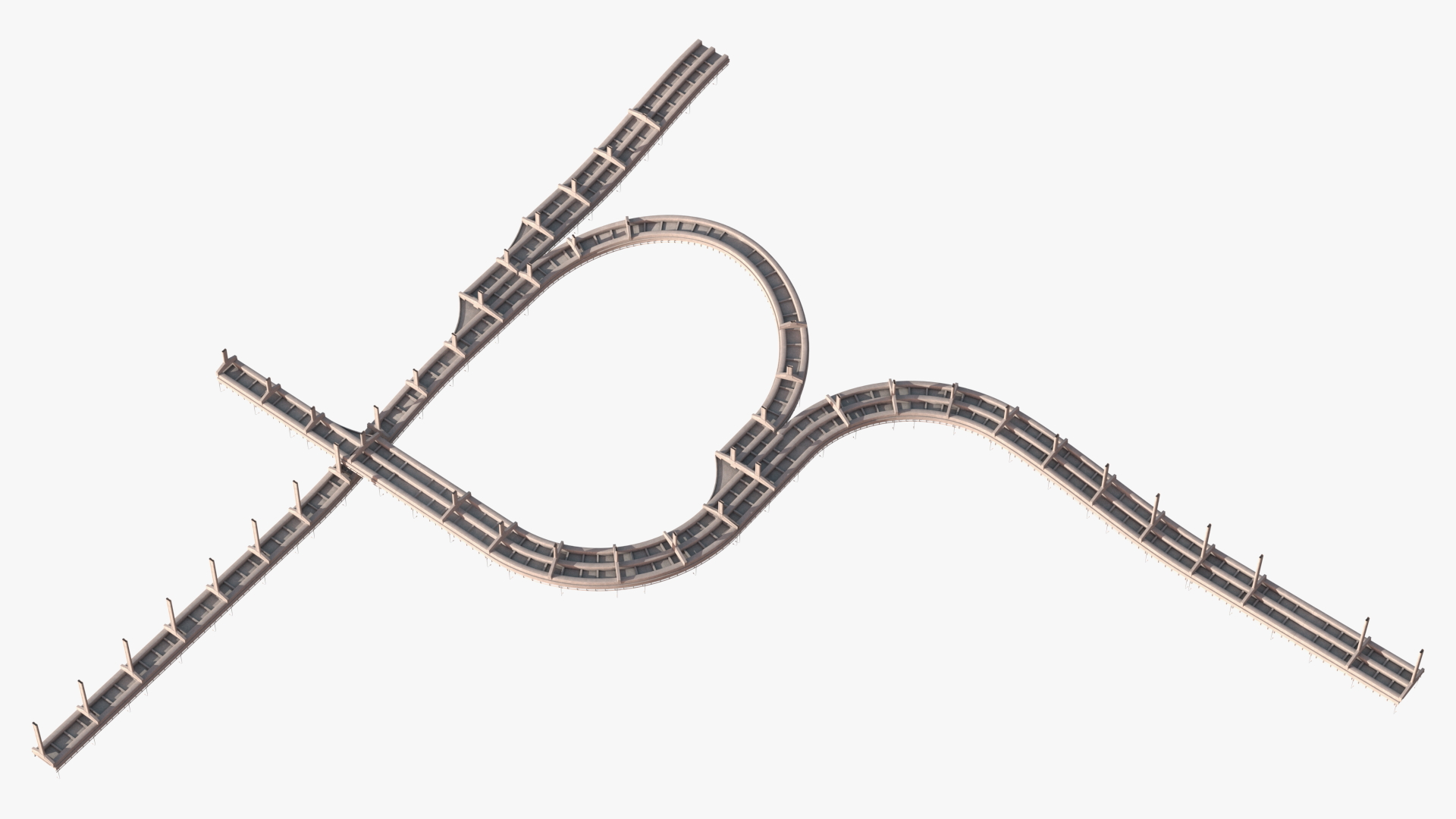 Connectable Highway Road Elements Multi Level Interchange 3D