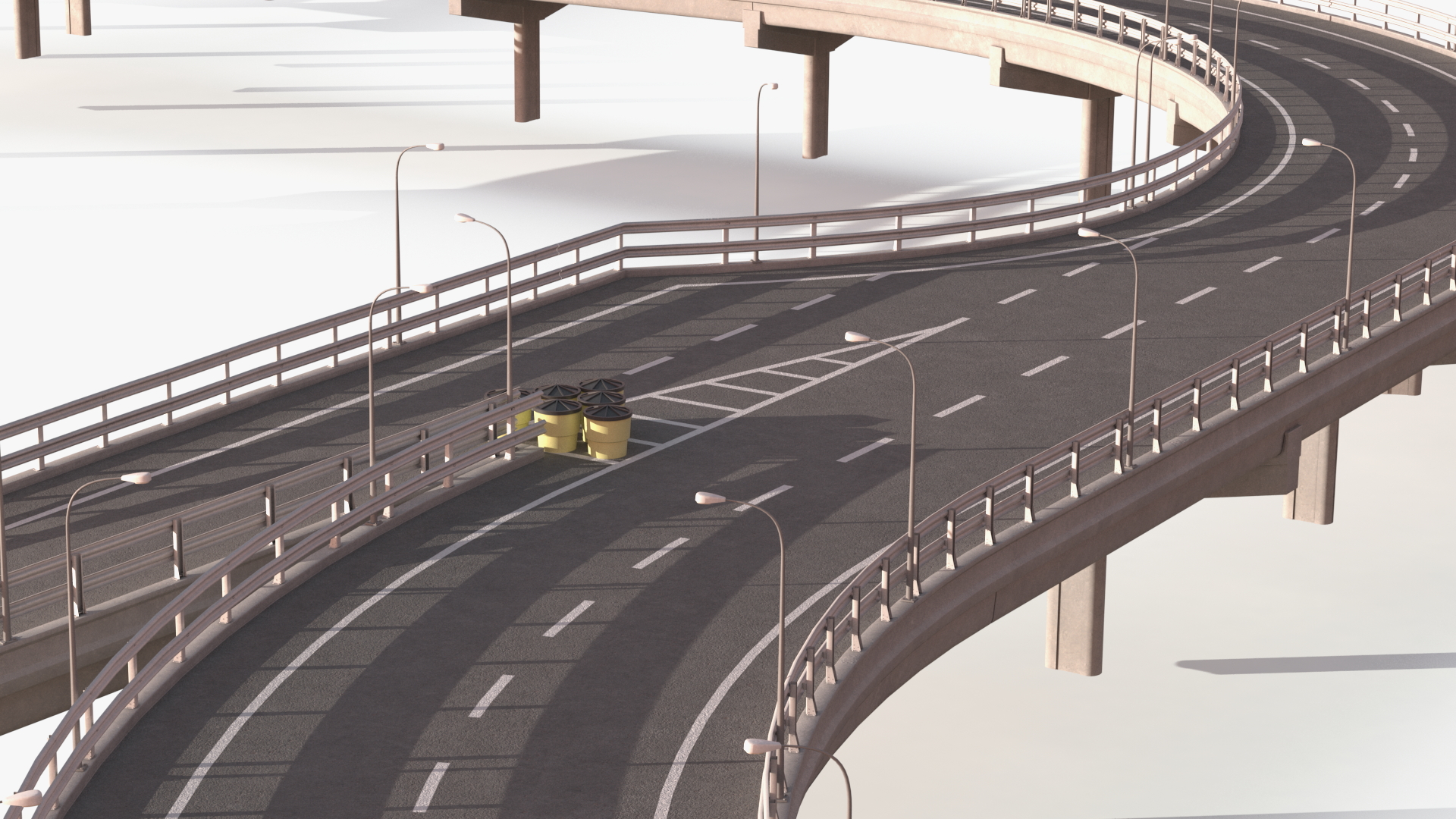 Connectable Highway Road Elements Multi Level Interchange 3D