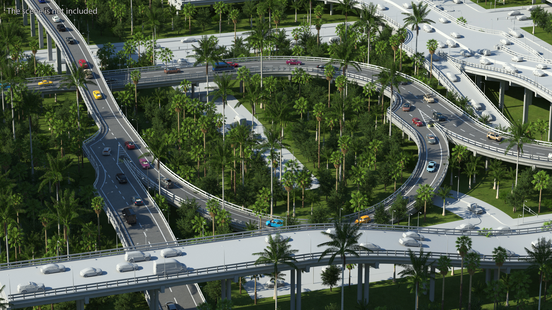 Connectable Highway Road Elements Multi Level Interchange 3D