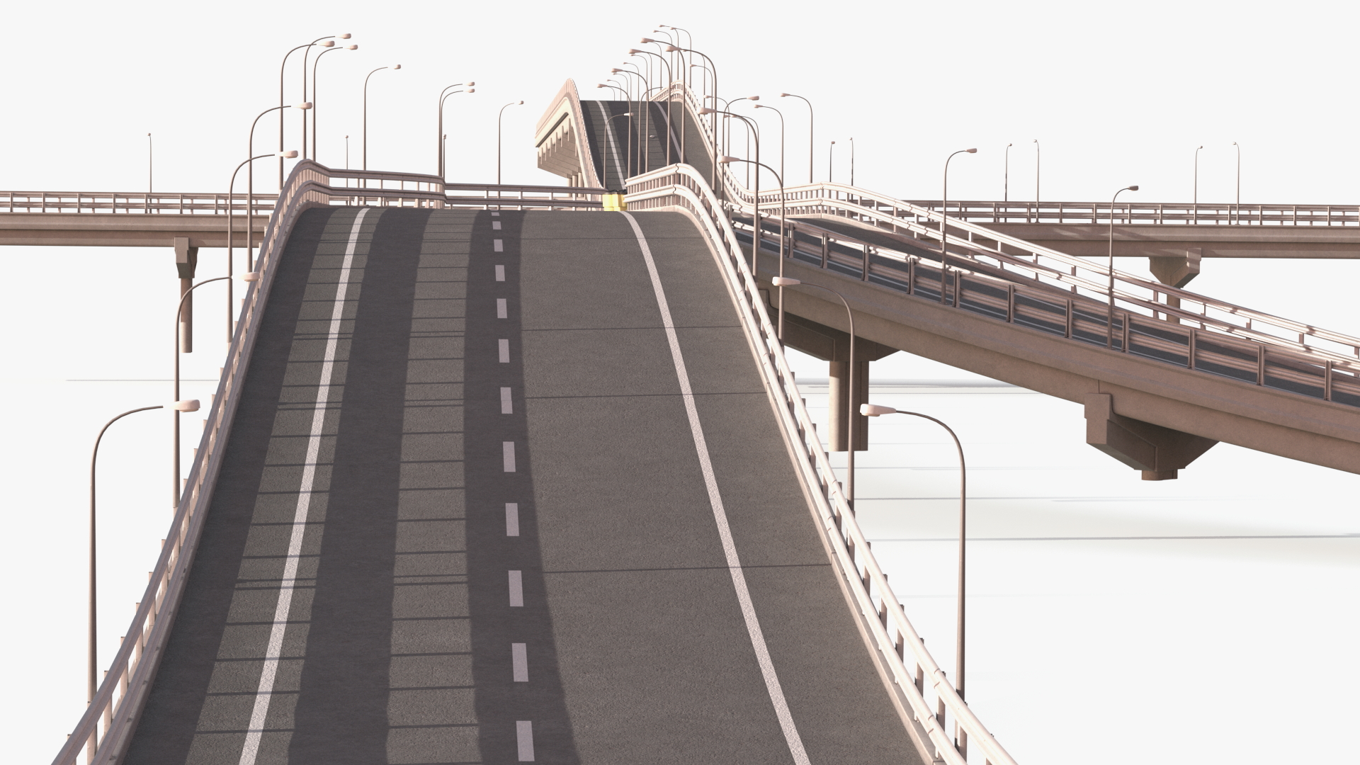 Connectable Highway Road Elements Multi Level Interchange 3D